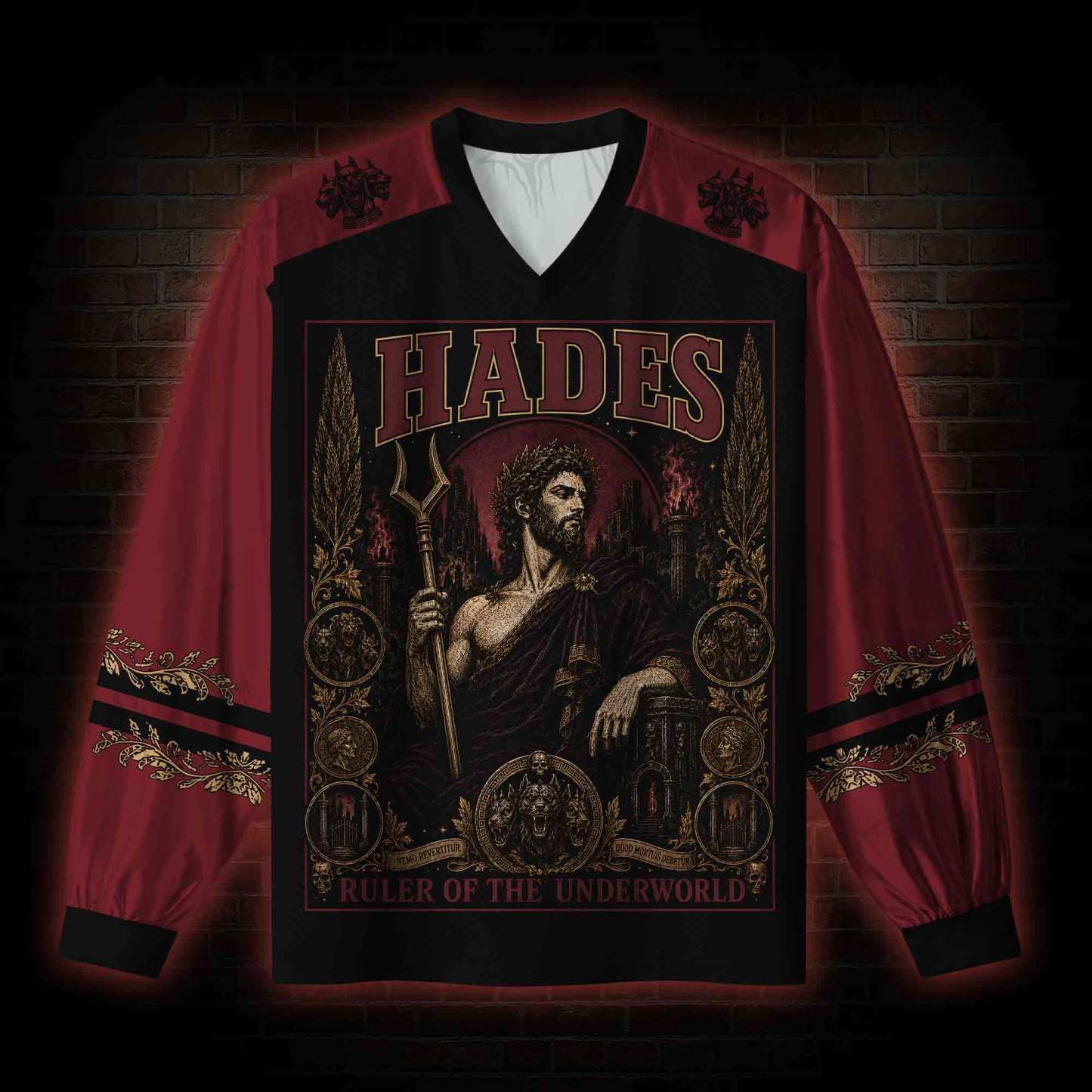Hades Greek mythology V-Neck Long Sleeve Jersey
