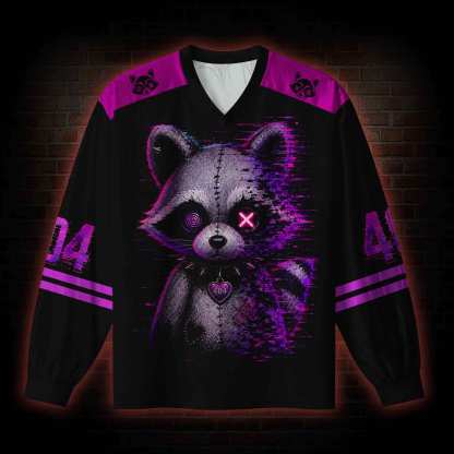 Error 404 Raccoon V-Neck Long Sleeve Jersey