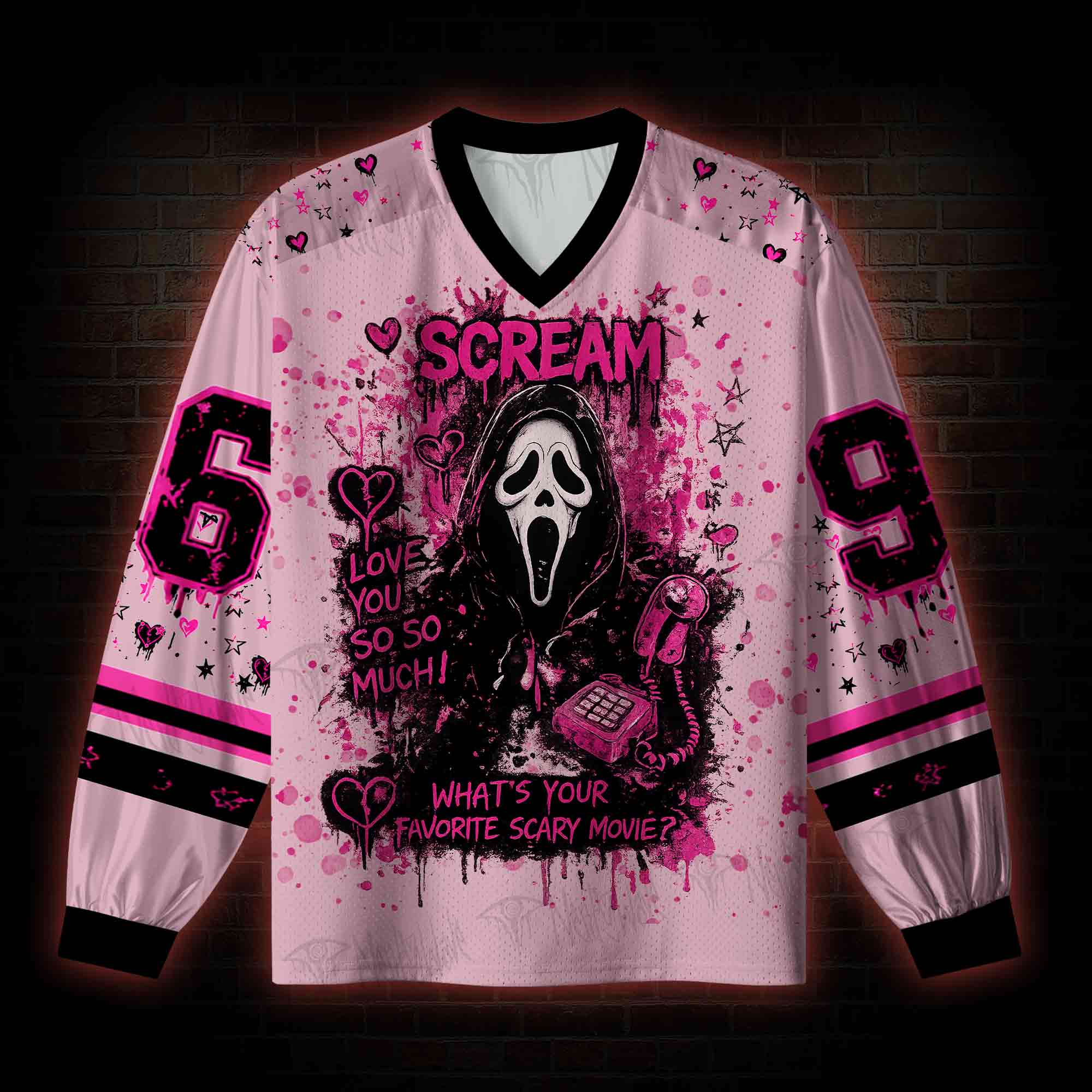 What's Your Favorite Scary Movie V-Neck Long Sleeve Jersey