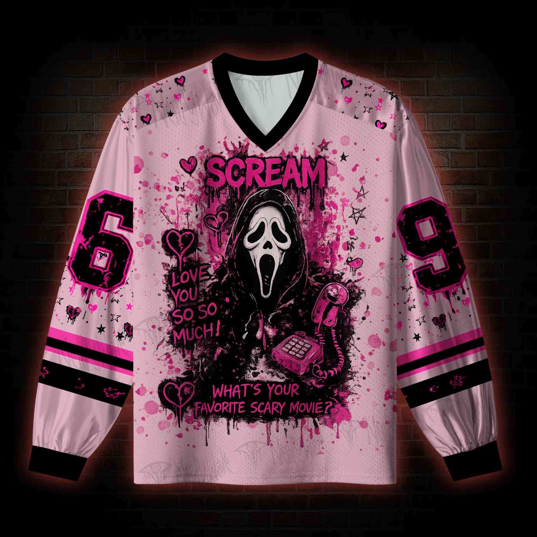 What's Your Favorite Scary Movie V-Neck Long Sleeve Jersey