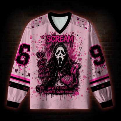 What's Your Favorite Scary Movie V-Neck Long Sleeve Jersey