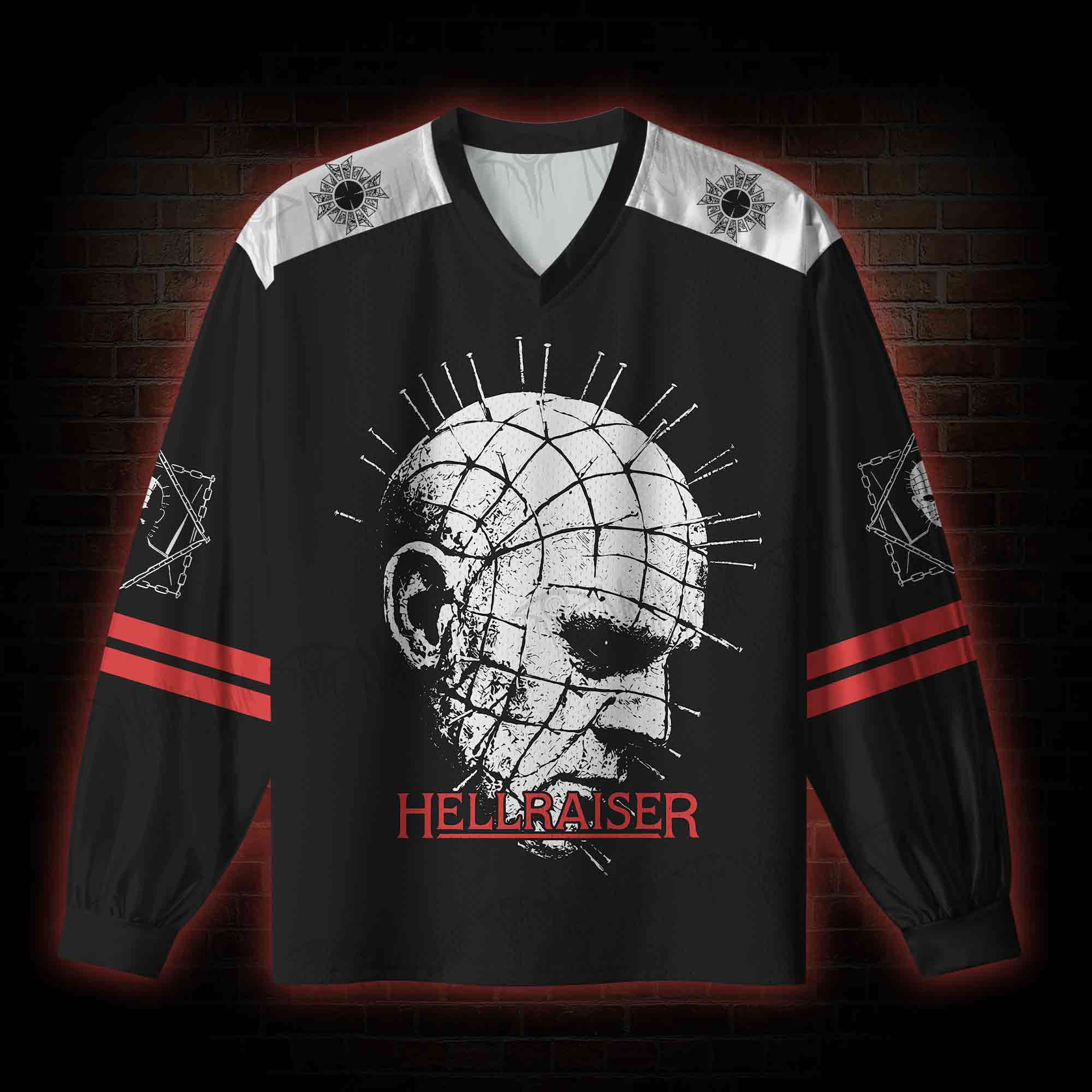 Puzzle Box Torture Graphic V-Neck Long Sleeve Jersey