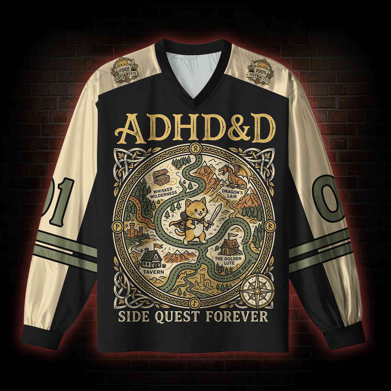 ADHD&D V-Neck Long Sleeve Jersey