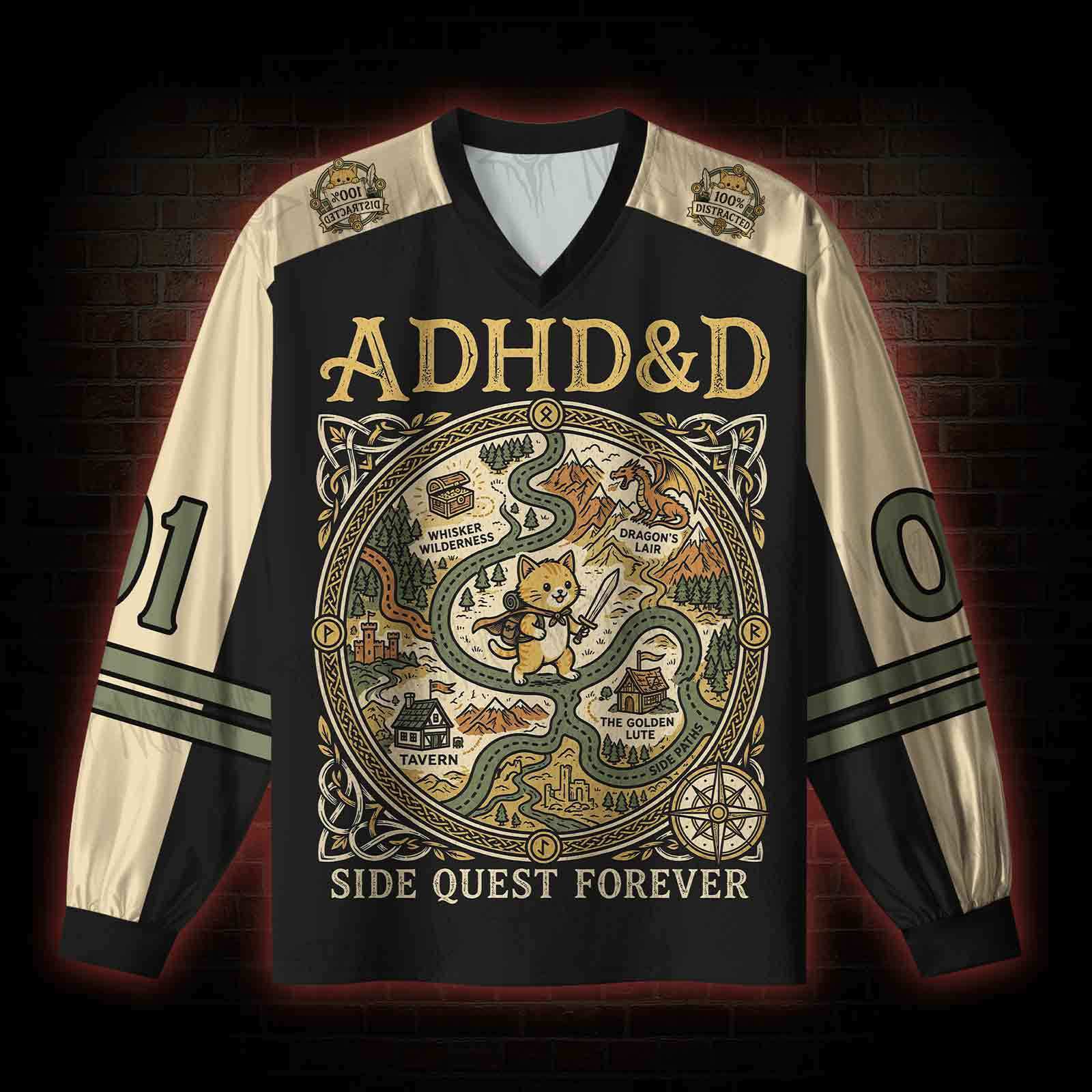 ADHD&D V-Neck Long Sleeve Jersey