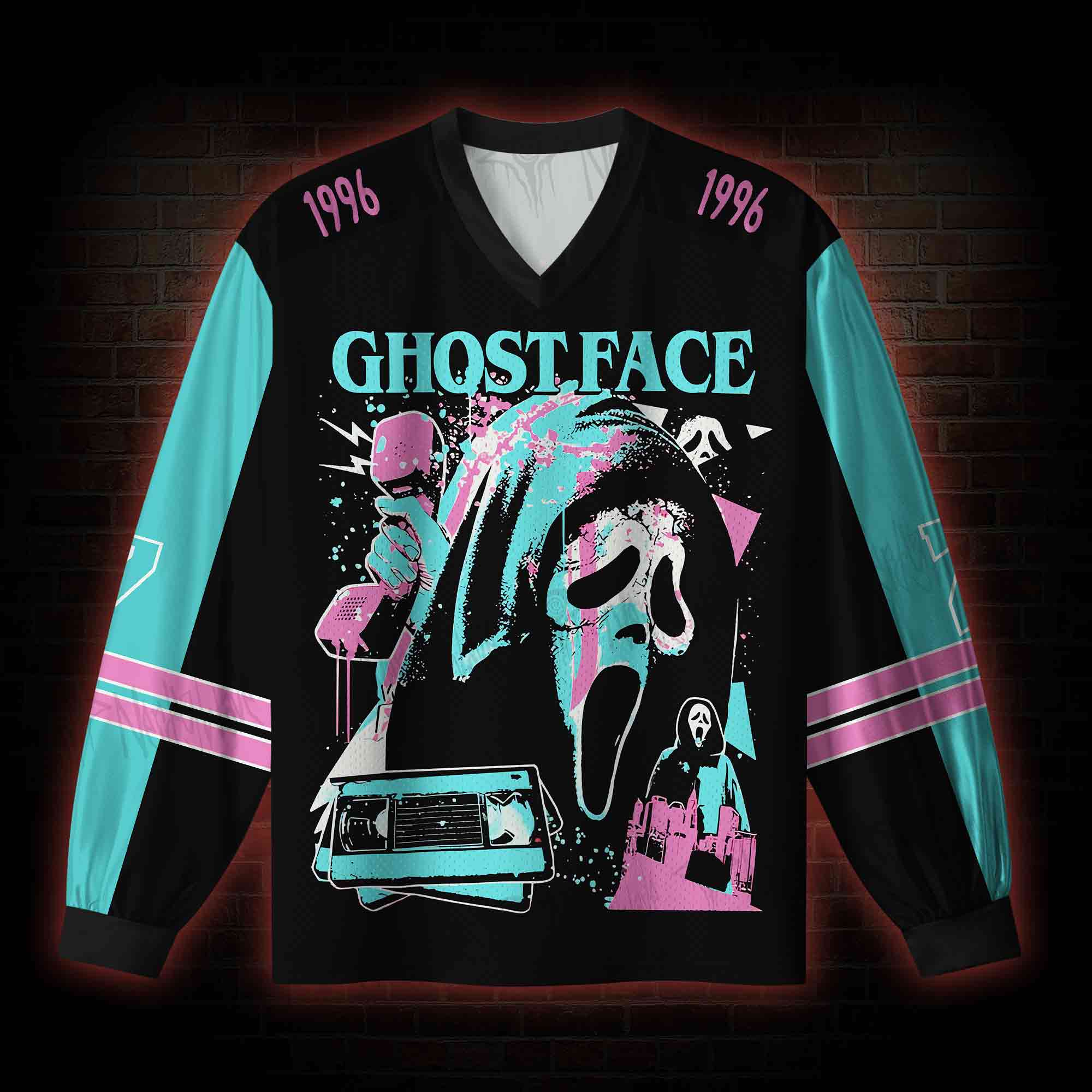 What's Your Favortie Scary Movie? V-Neck Long Sleeve Jersey