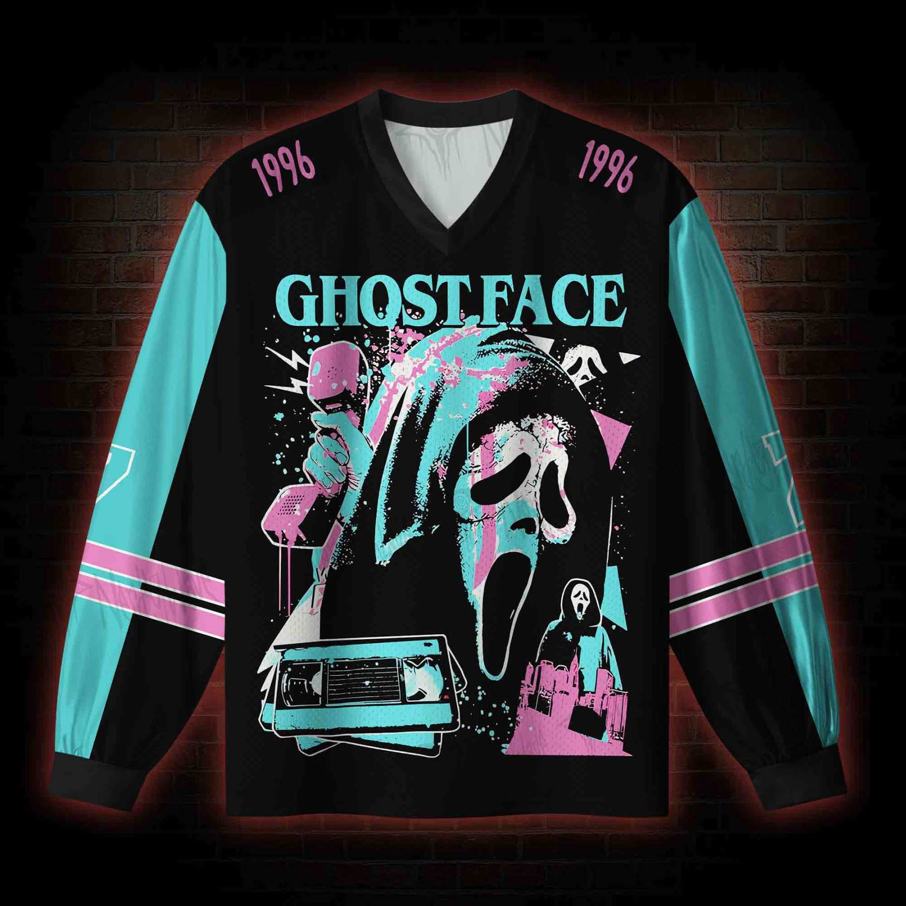 What's Your Favortie Scary Movie? V-Neck Long Sleeve Jersey