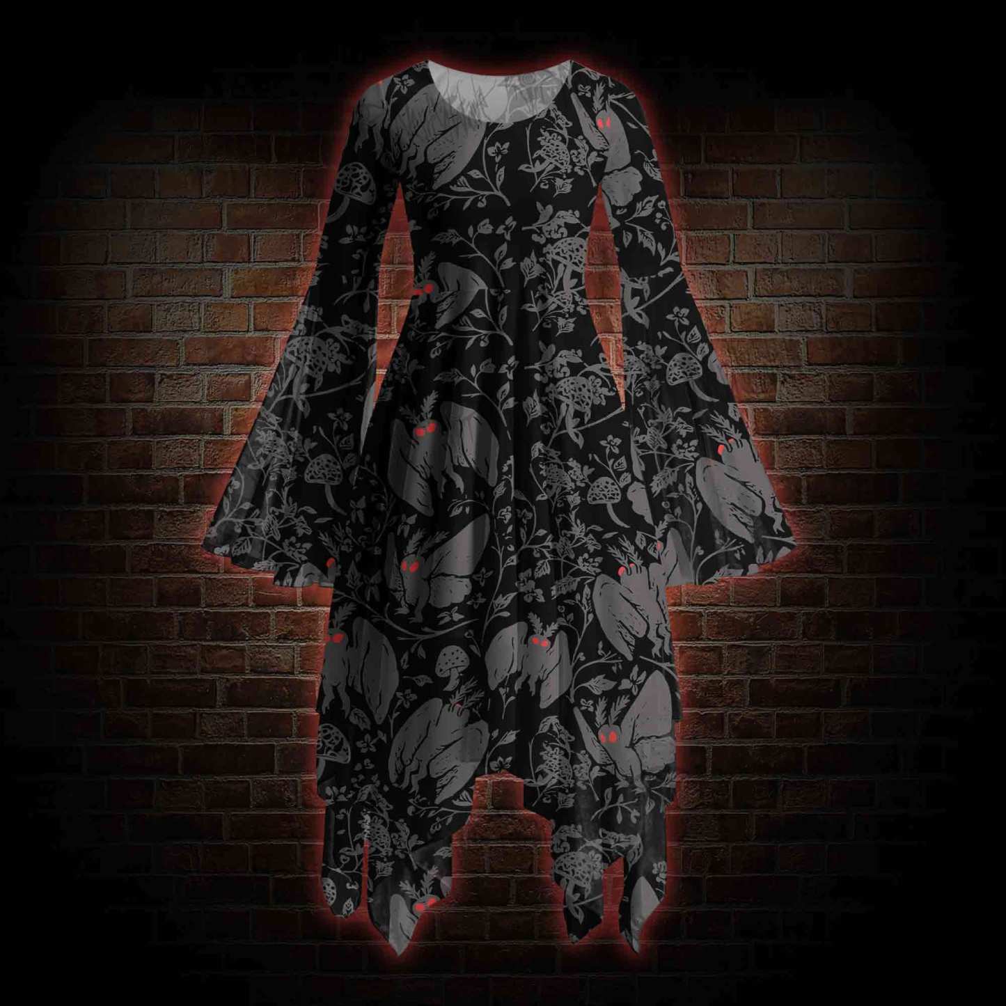 Mothman Bell-sleeve Handkerchief-hem Dress
