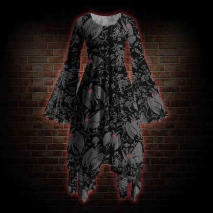 Mothman Bell-sleeve Handkerchief-hem Dress