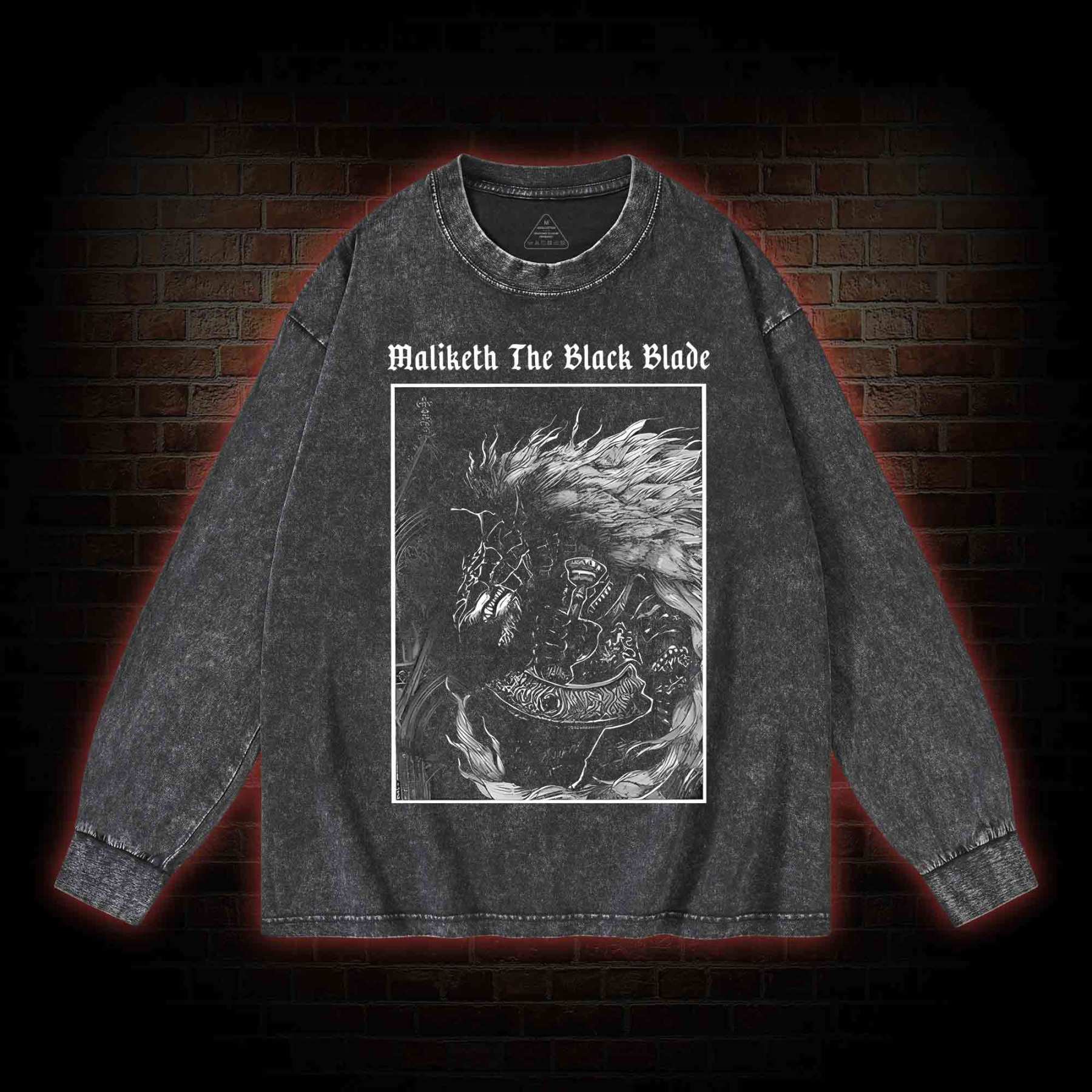 Maliketh The Black Blade Washed Long-Sleeve T-shirt
