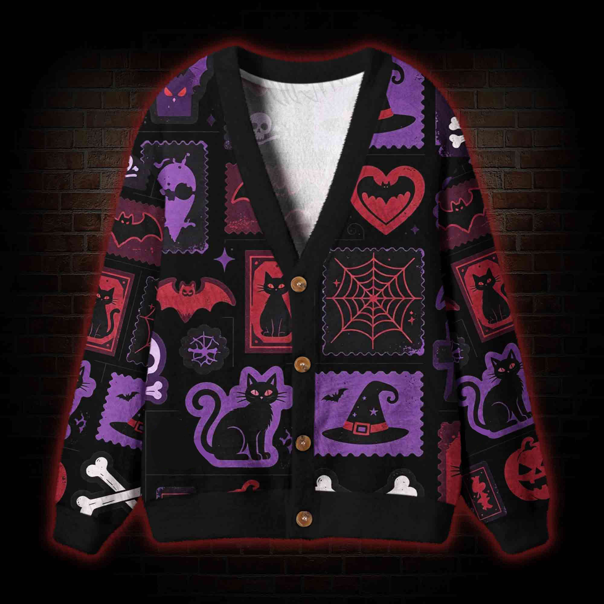 Witch Black Cat Cardigan Sweater