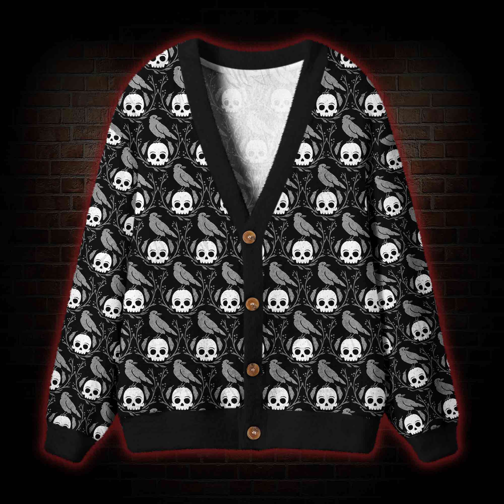 Raven & Skull Cardigan Sweater