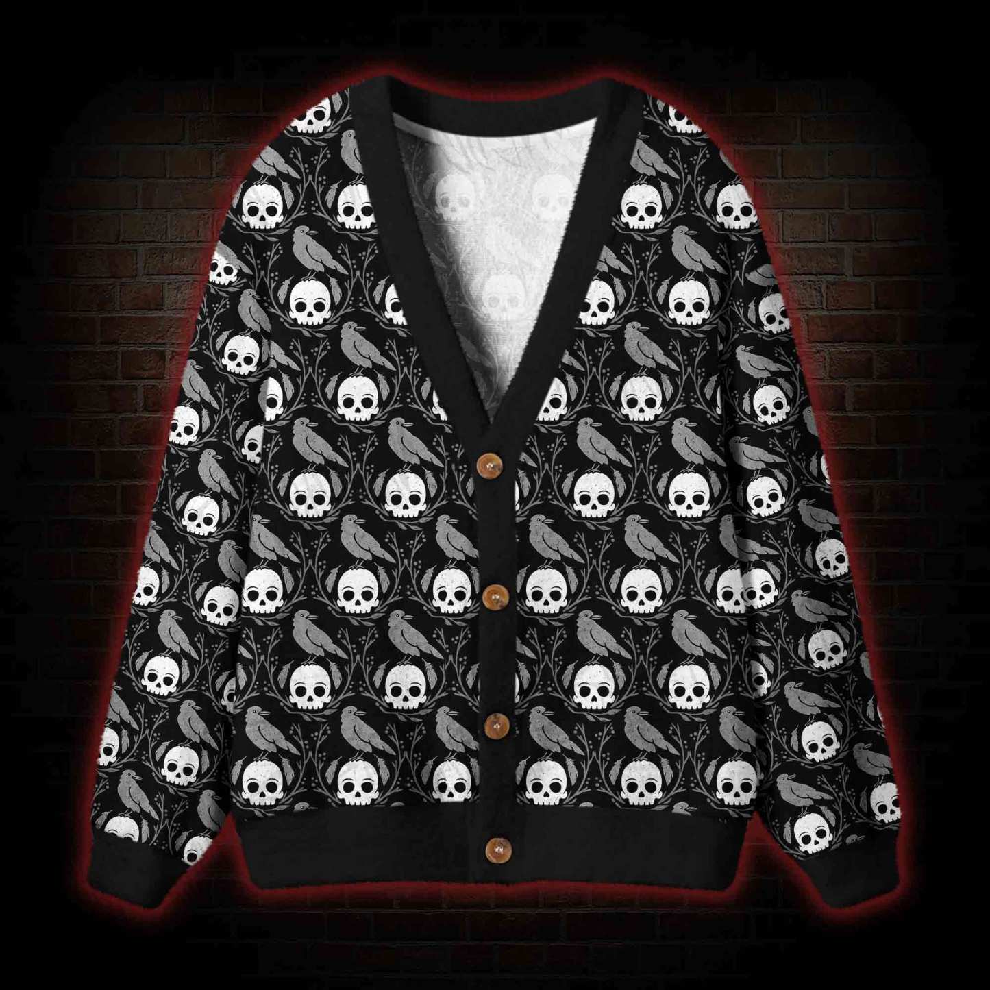 Raven & Skull Cardigan Sweater