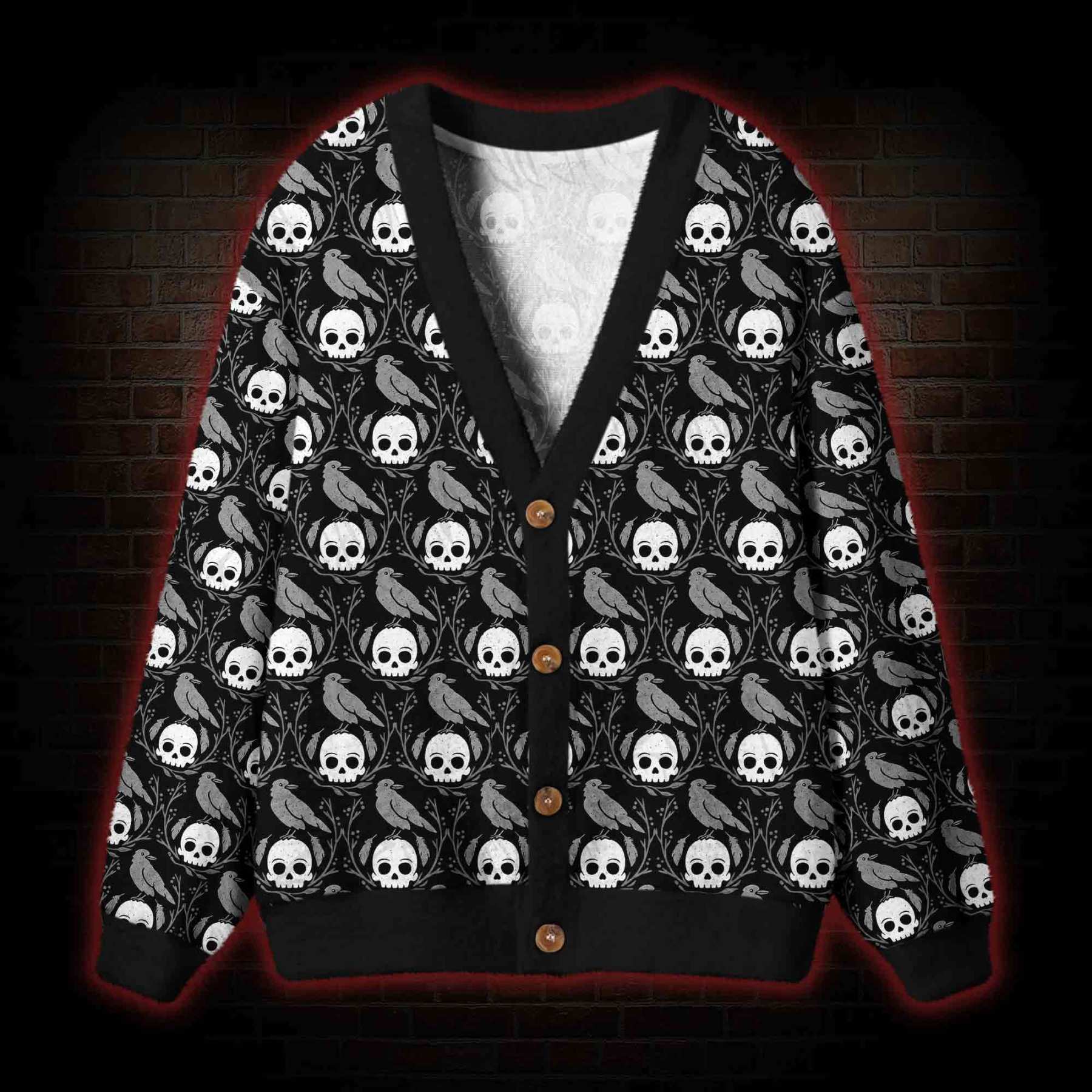 Raven & Skull Cardigan Sweater