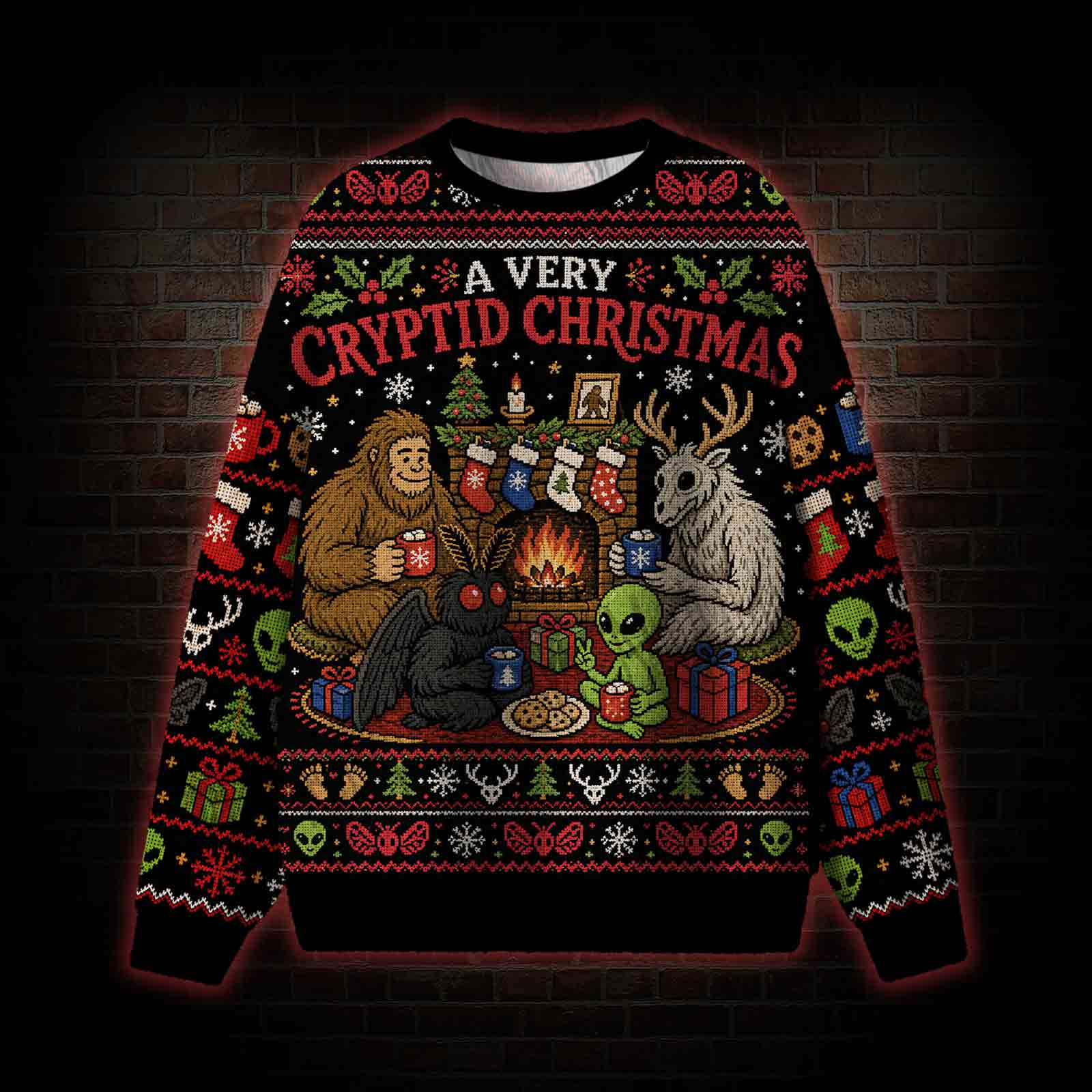 A Very Cryptid Christmas Ugly Sweatshirts