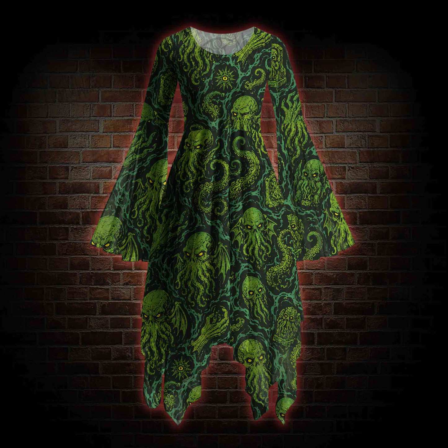 Cthulhu Mythos Bell-sleeve Handkerchief-hem Dress