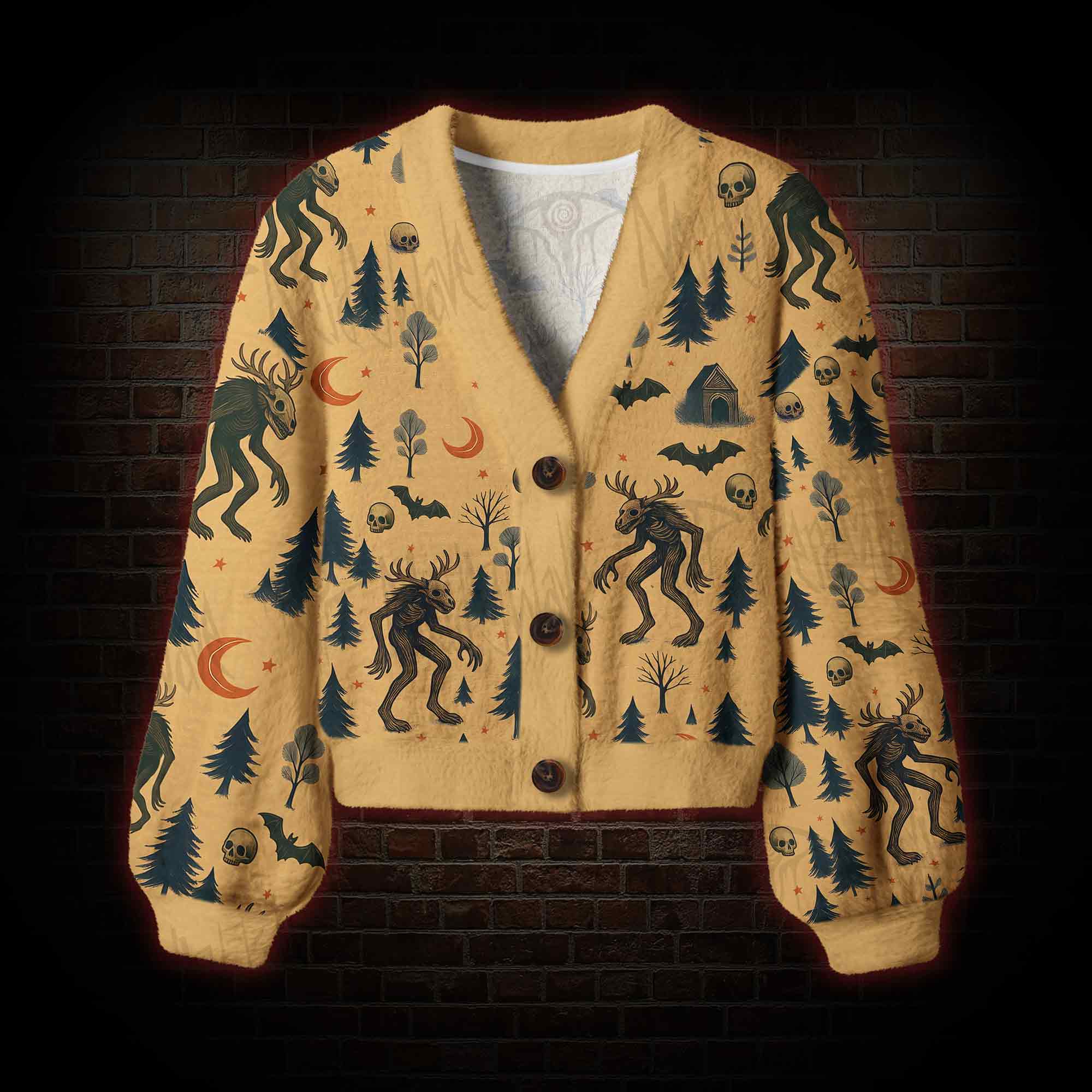 Wendigo in the Forest Women's Cardigan Sweater