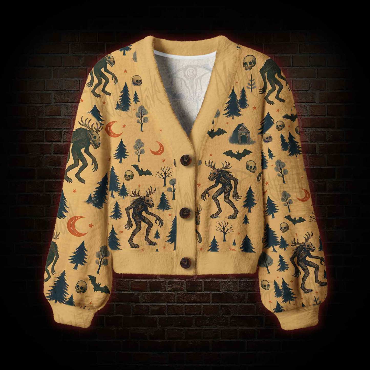 Wendigo in the Forest Women's Cardigan Sweater