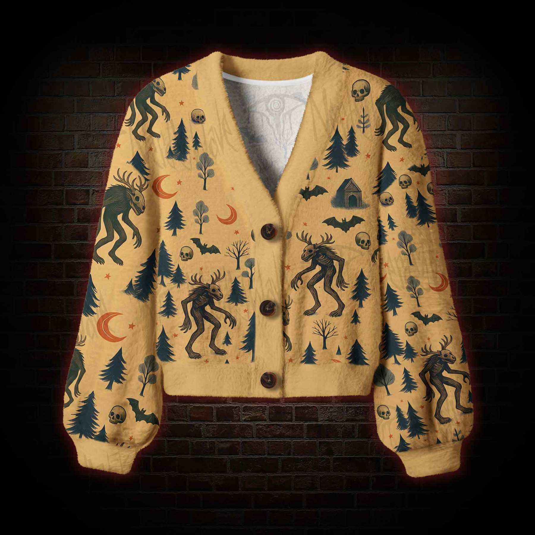 Wendigo in the Forest Women's Cardigan Sweater