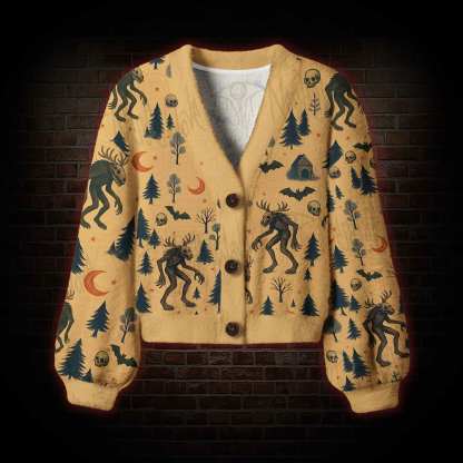 Wendigo in the Forest Women's Cardigan Sweater