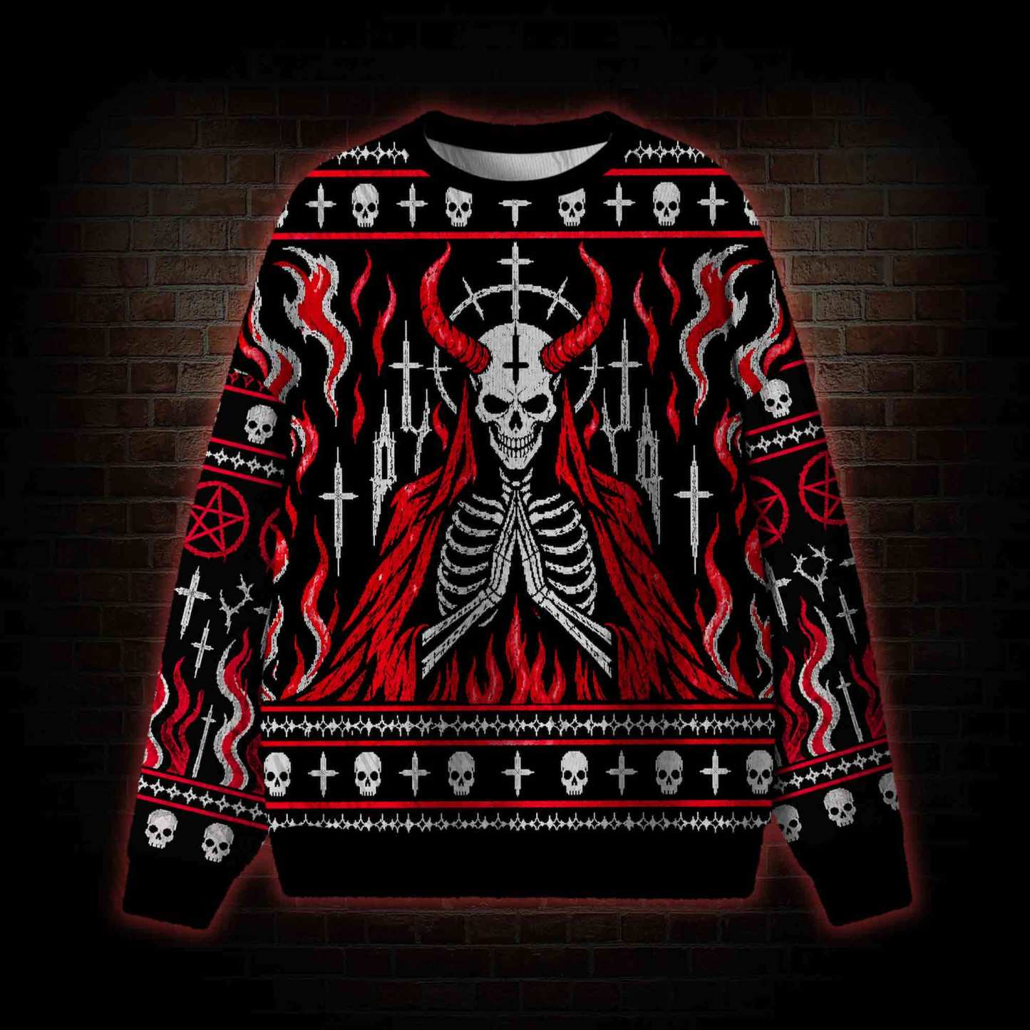 Satanic Majesty Skeleton Ugly Sweatshirts
