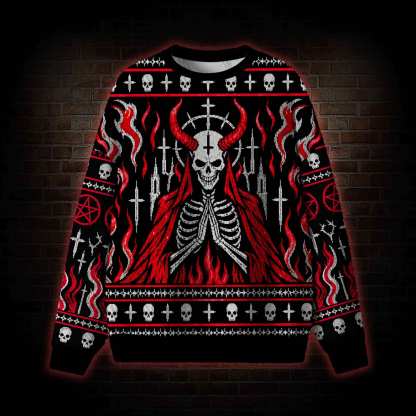 Satanic Majesty Skeleton Ugly Sweatshirts