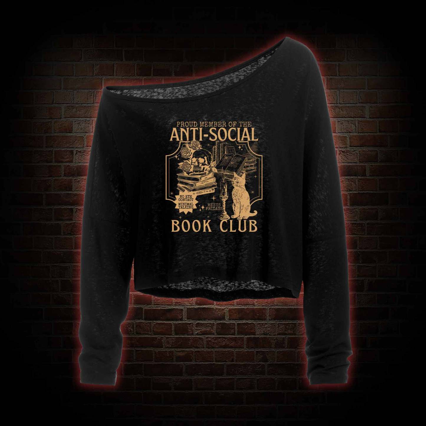 Anti-Social Book Club Off Shoulder Long Sleeve Top