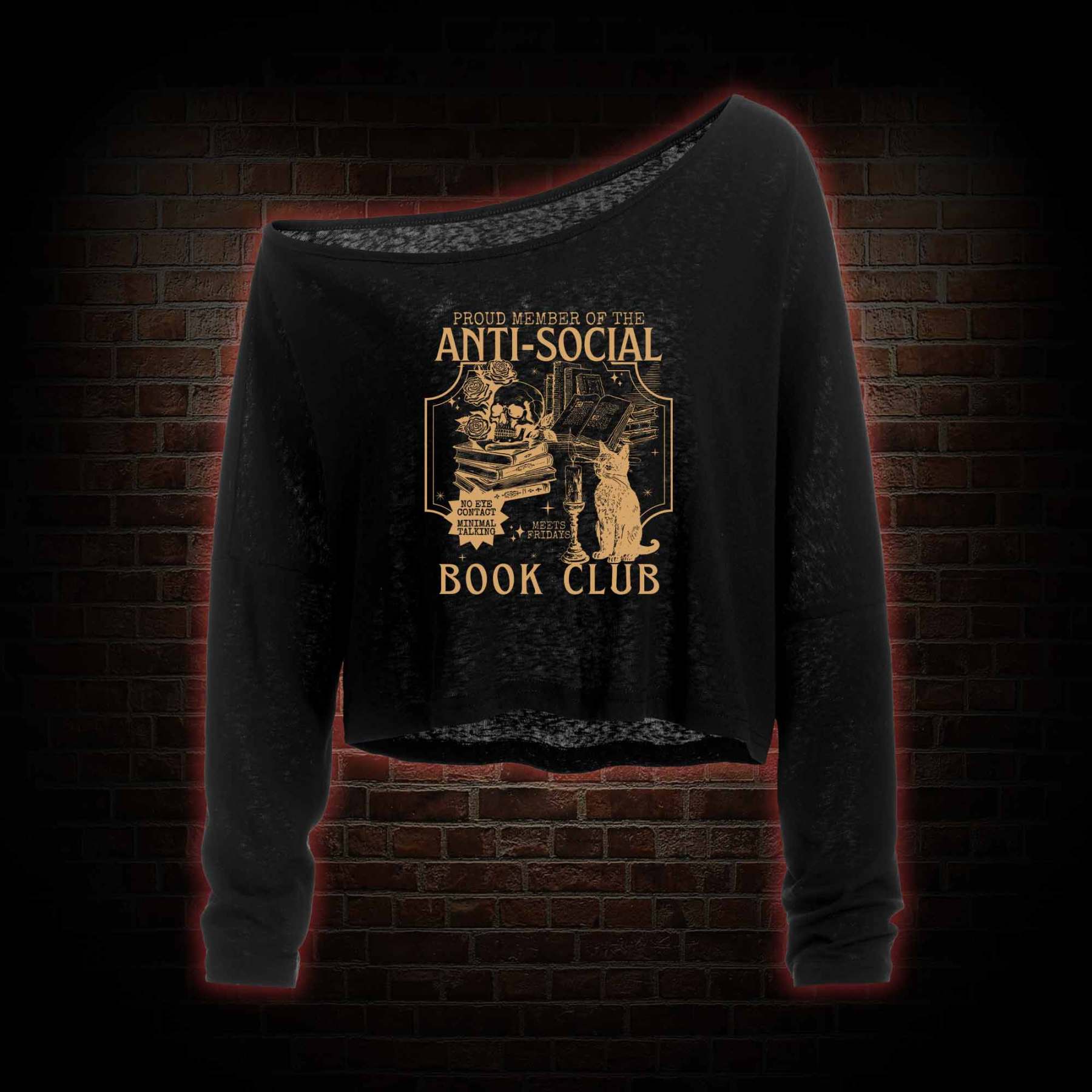 Anti-Social Book Club Off Shoulder Long Sleeve Top