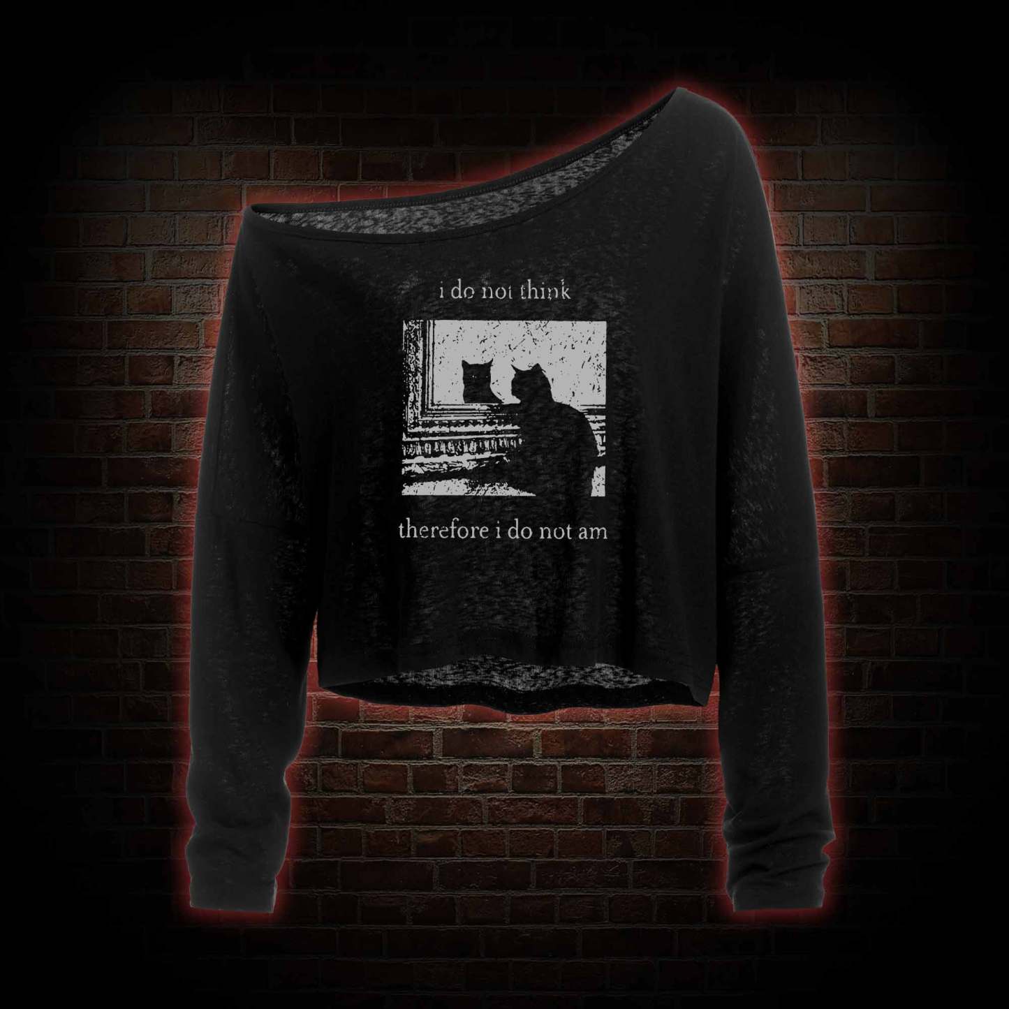 I Do Not Think Therefore I Do Not Am Off Shoulder Long Sleeve Top