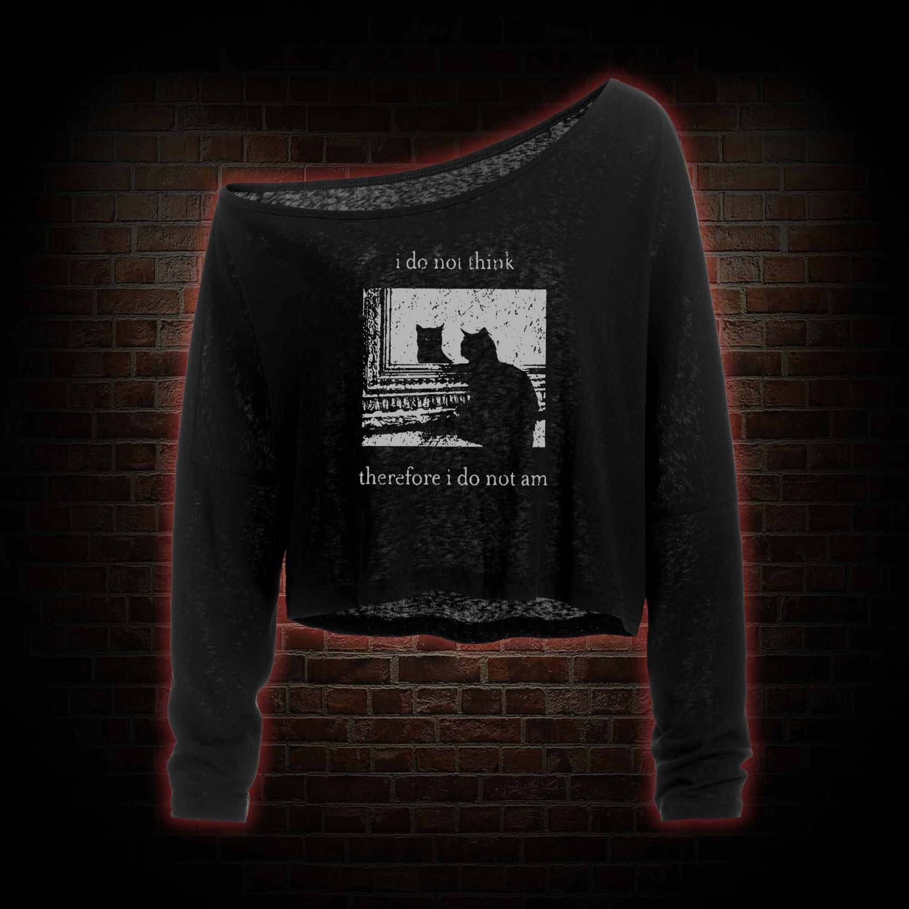 I Do Not Think Therefore I Do Not Am Off Shoulder Long Sleeve Top