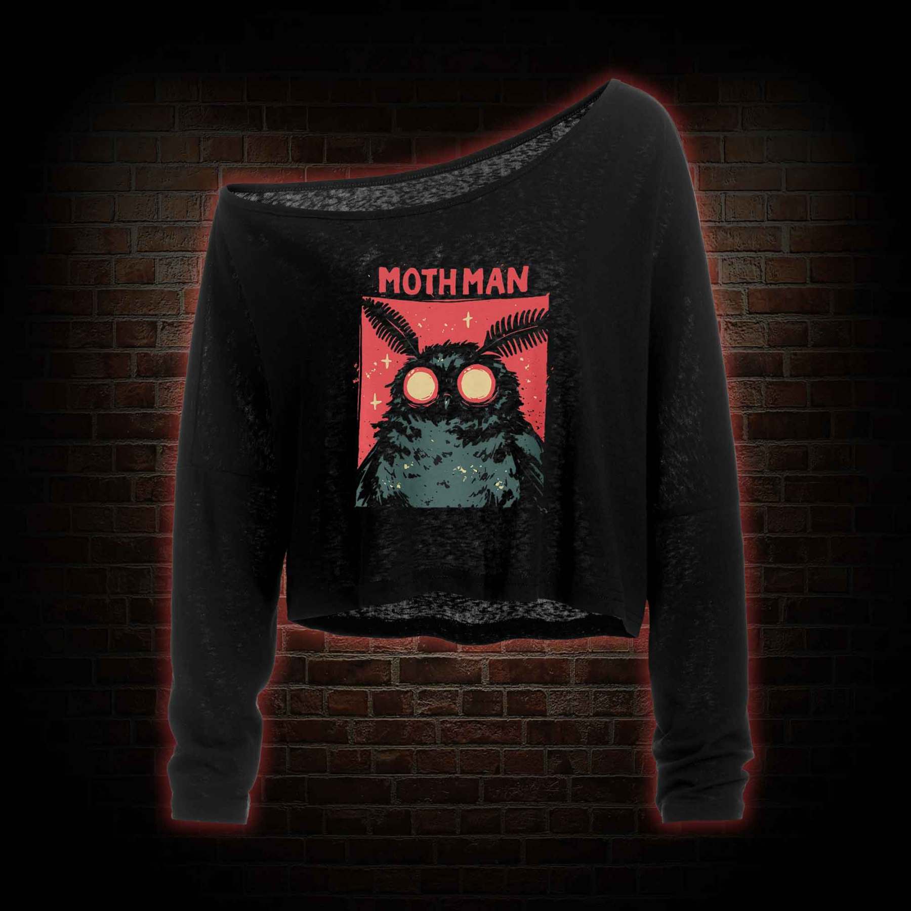 Cryptid Mothman Off Shoulder Long Sleeve Top