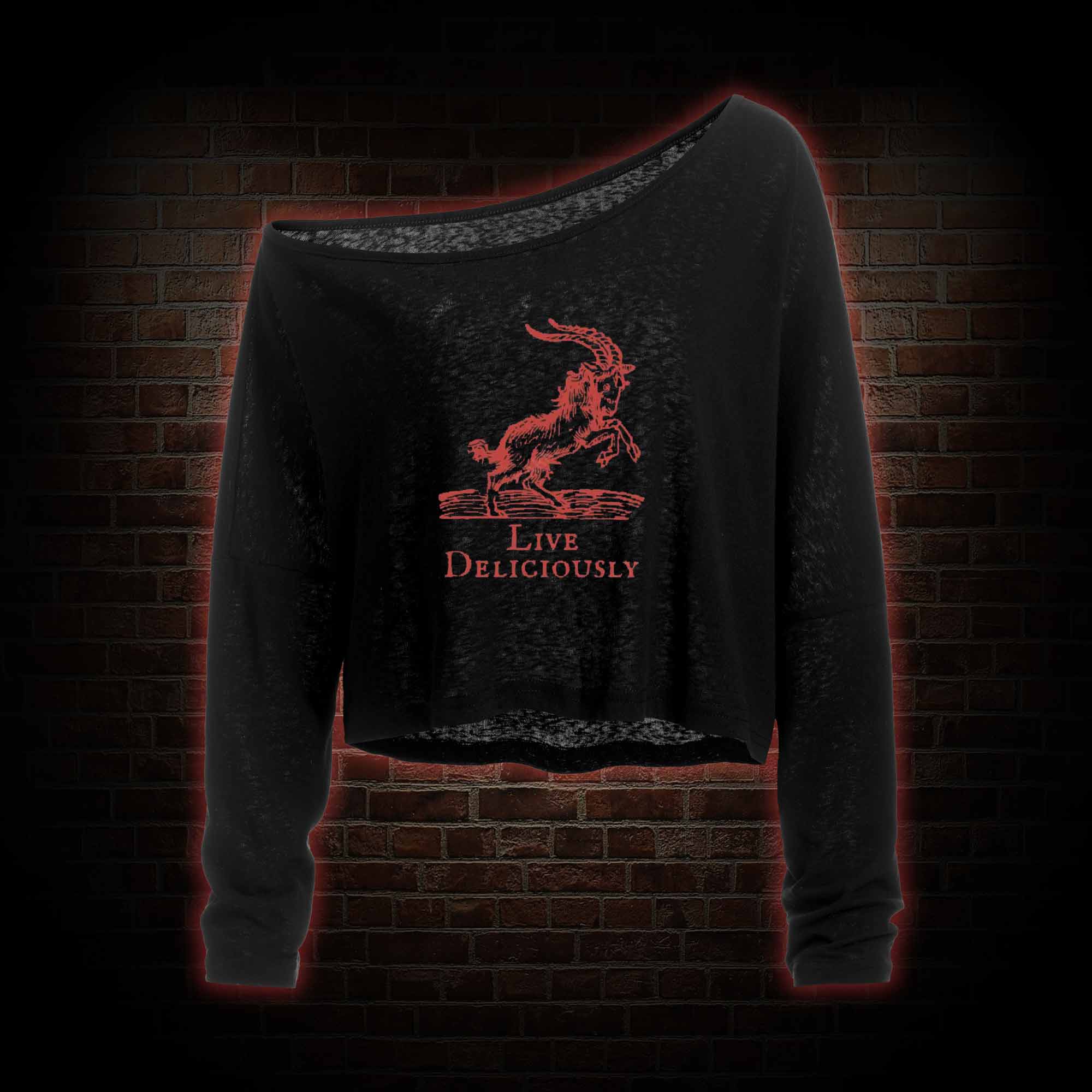 Live Deliciously Off Shoulder Long Sleeve Top