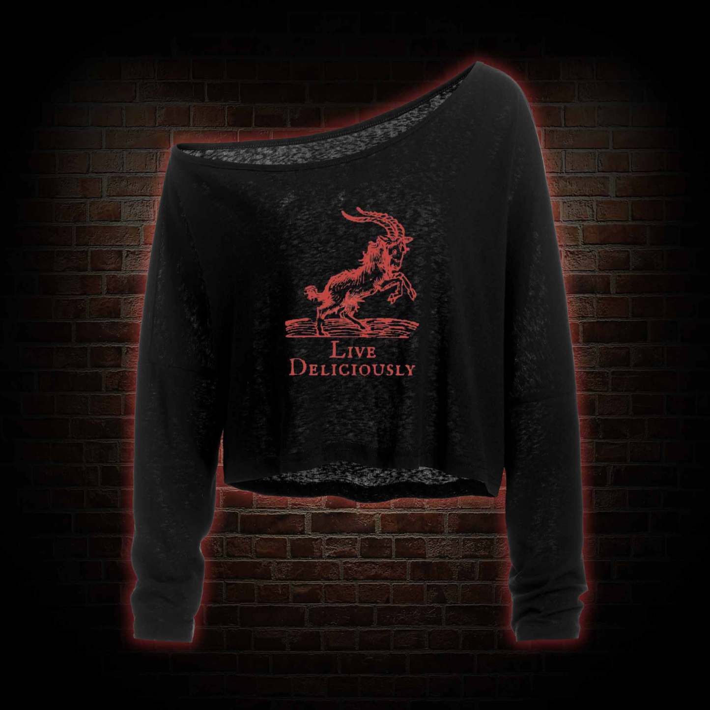 Live Deliciously Off Shoulder Long Sleeve Top