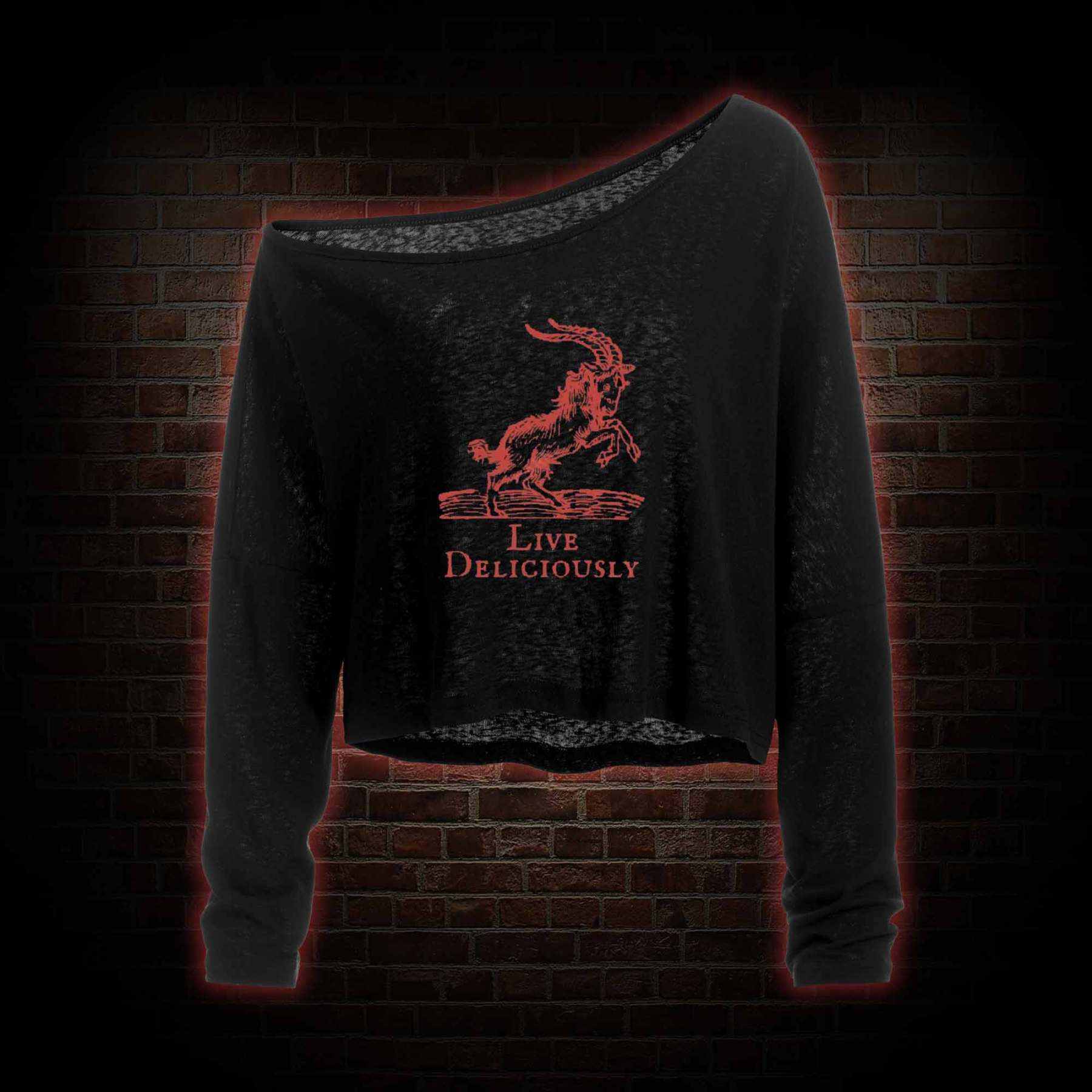Live Deliciously Off Shoulder Long Sleeve Top