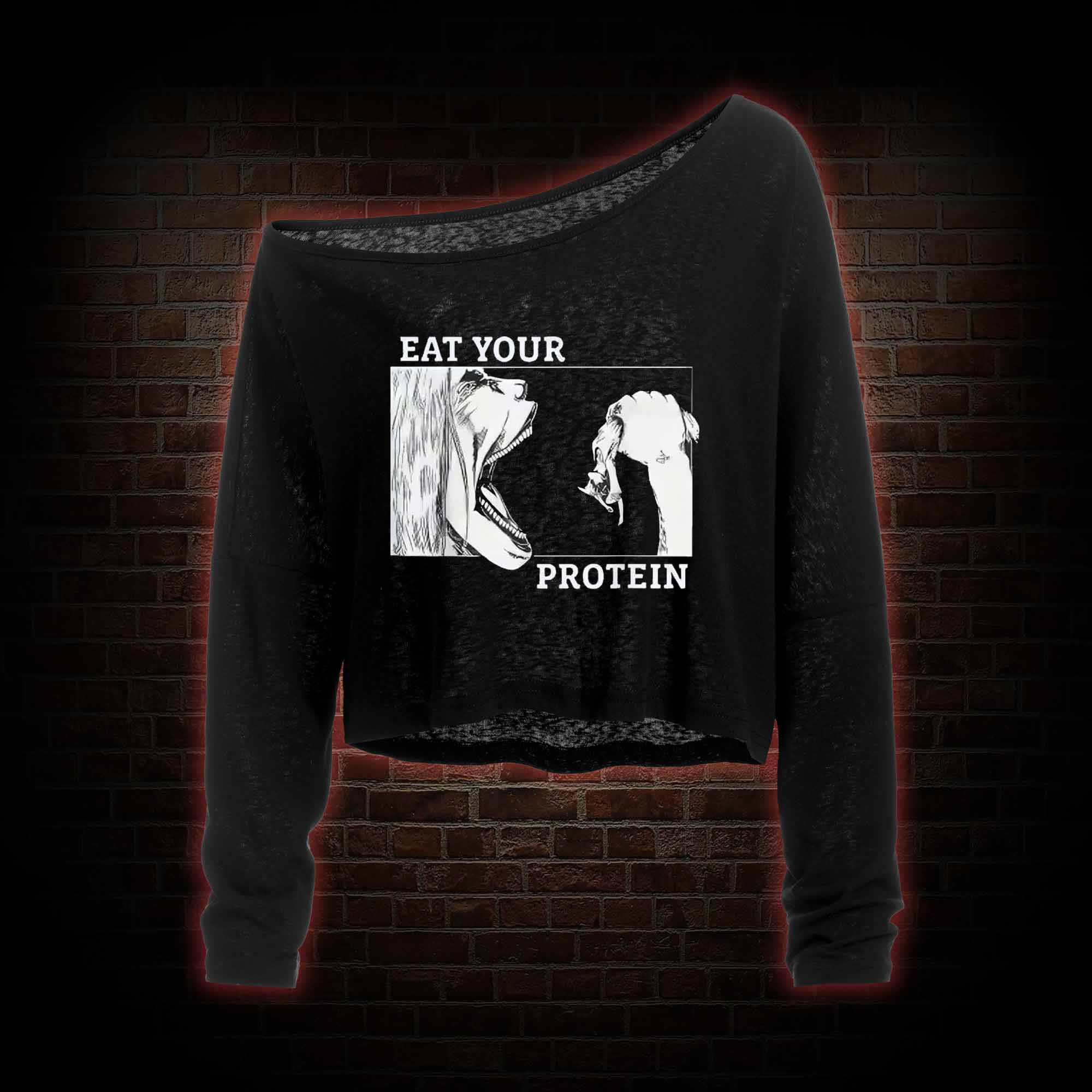 Eat Your Protein Off Shoulder Long Sleeve Top