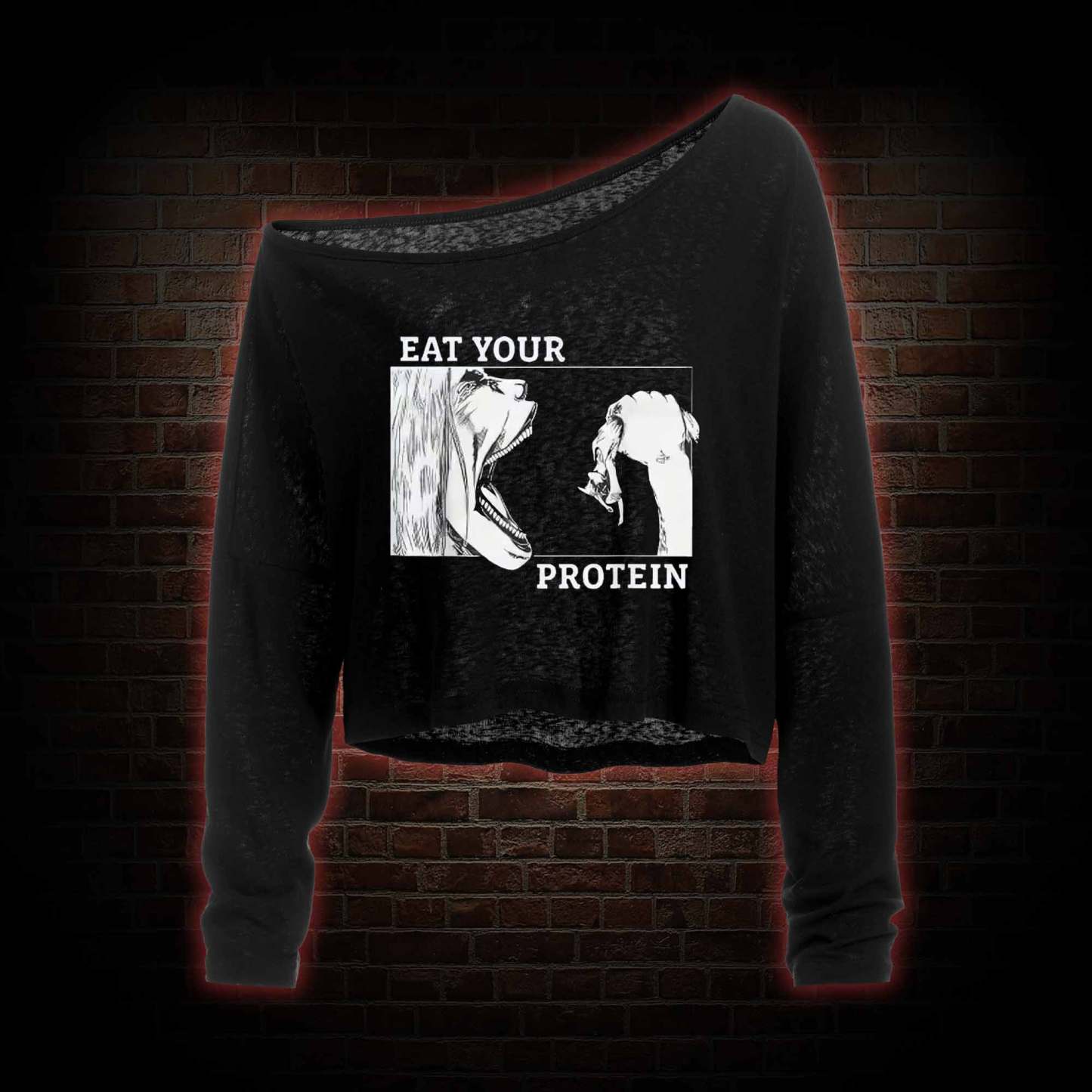 Eat Your Protein Off Shoulder Long Sleeve Top