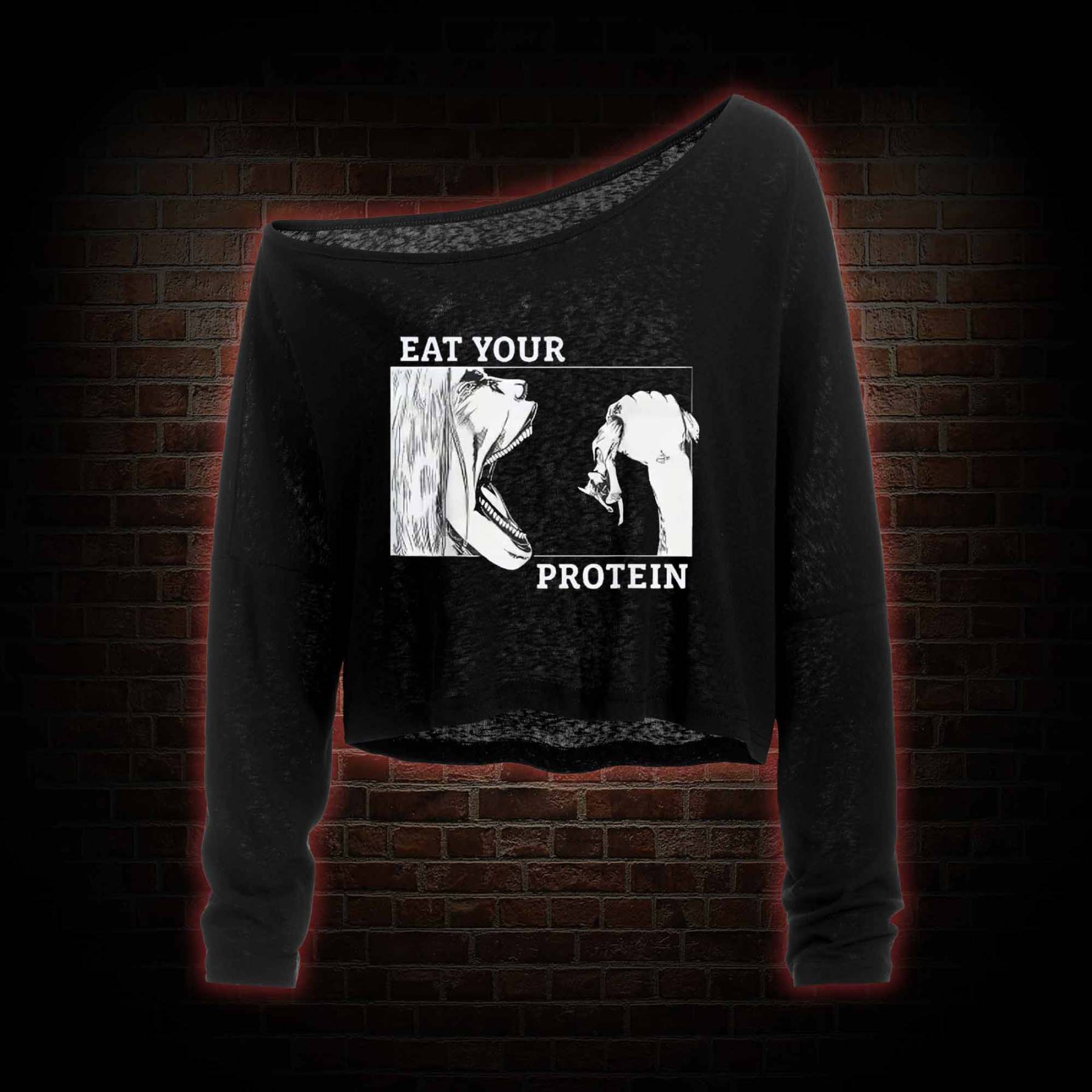 Eat Your Protein Off Shoulder Long Sleeve Top