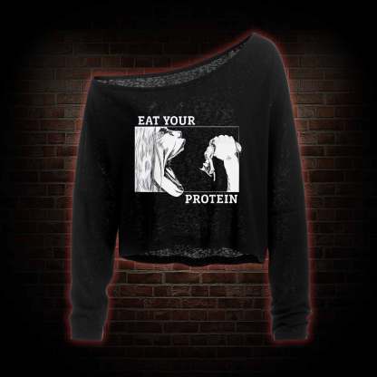 Eat Your Protein Off Shoulder Long Sleeve Top