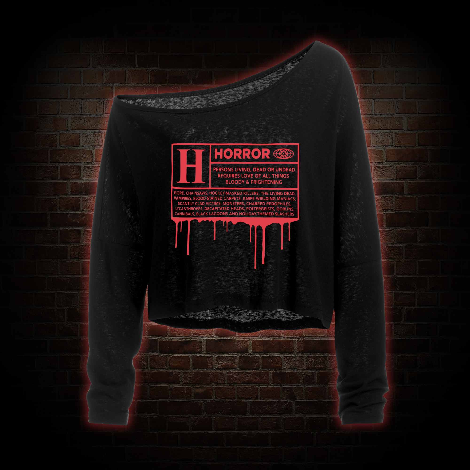 Horror Rating Off Shoulder Long Sleeve Top