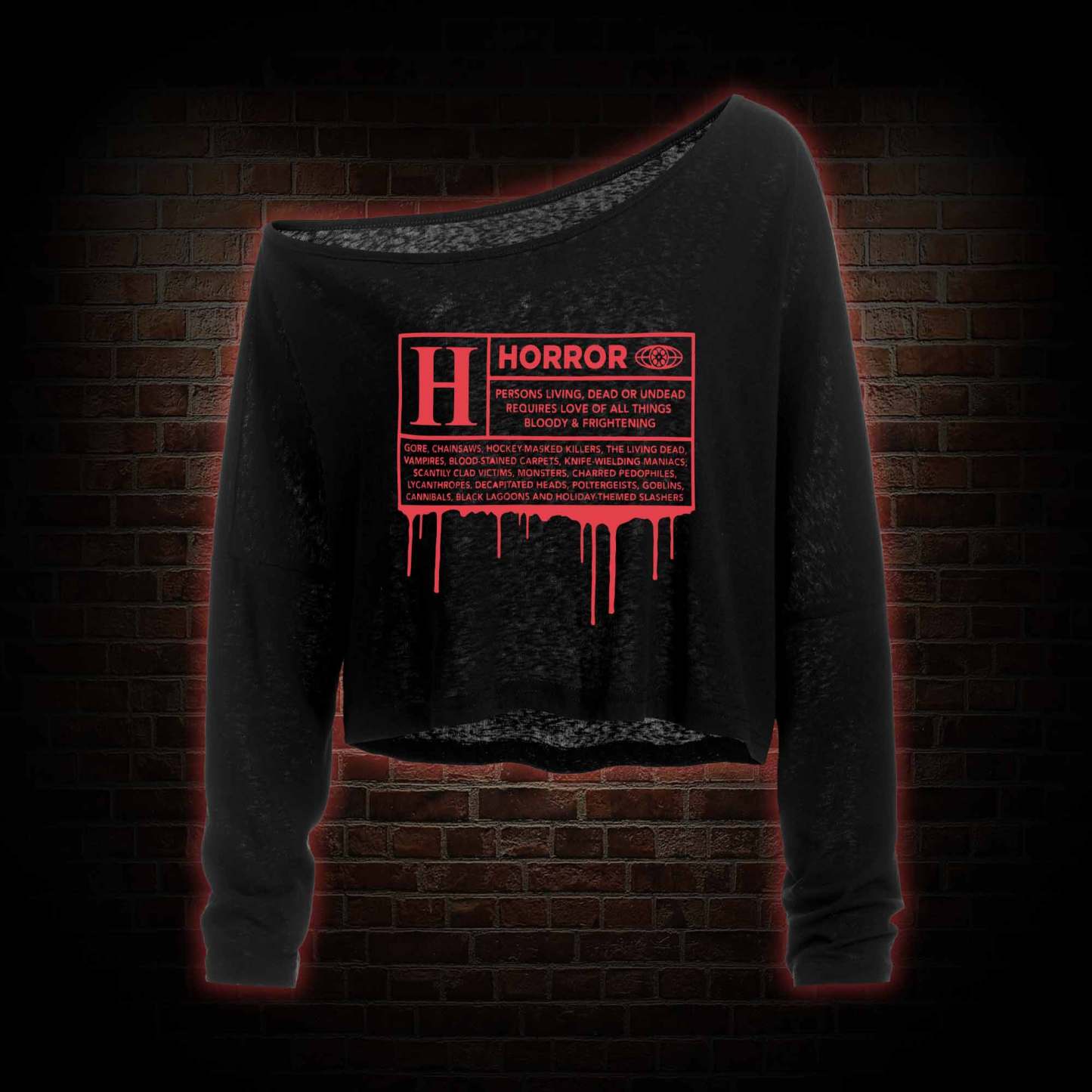 Horror Rating Off Shoulder Long Sleeve Top