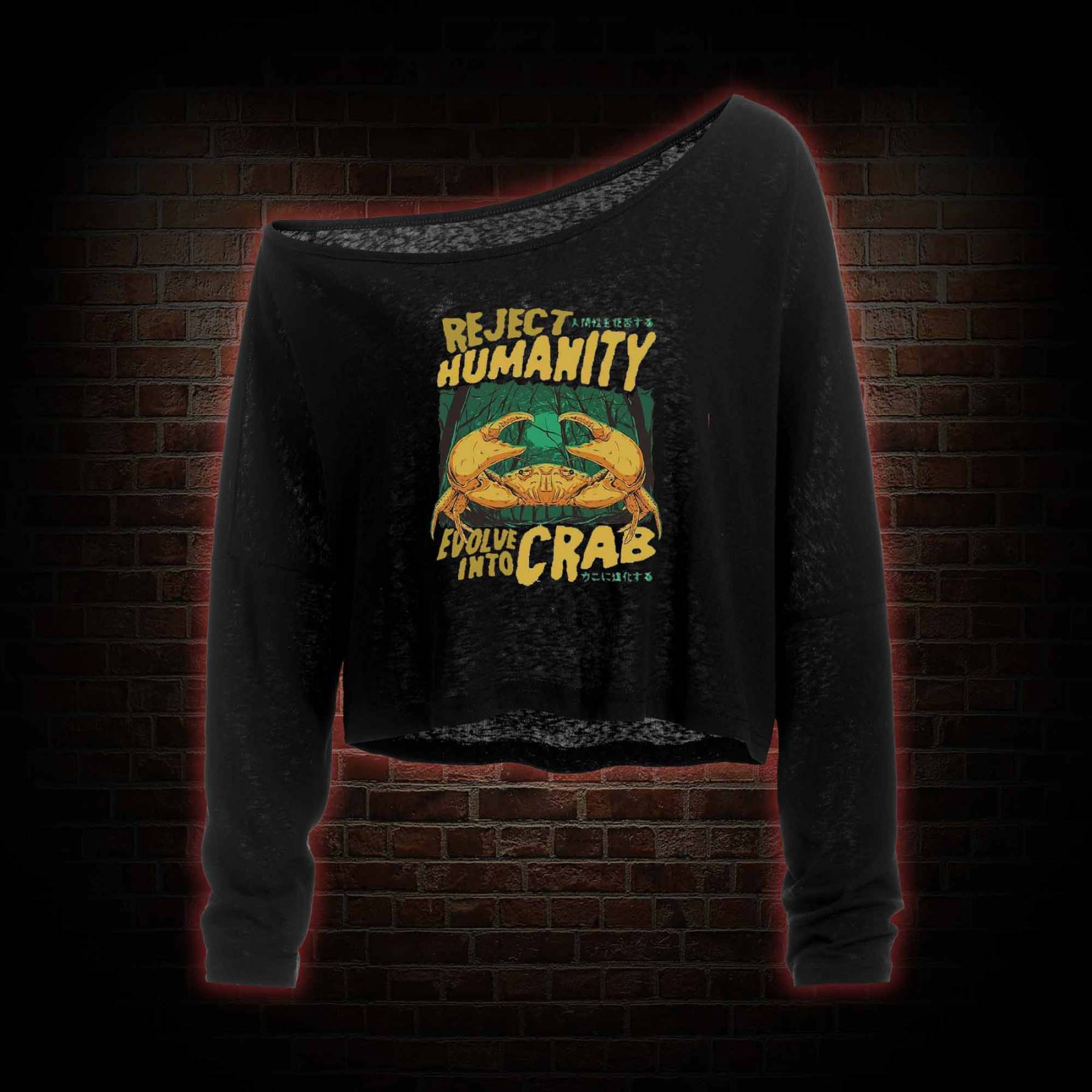 Reject Humanity Crab Off Shoulder Long Sleeve Top