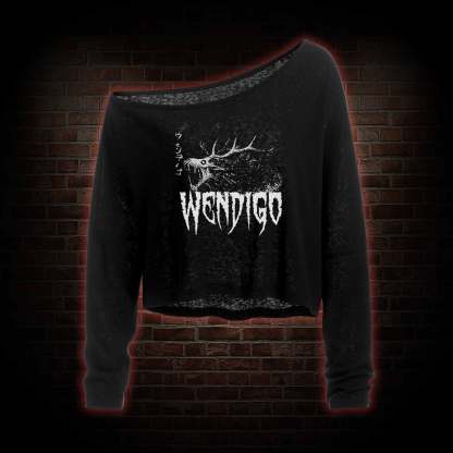 Wendigo Scary Monster Off Shoulder Long Sleeve Top