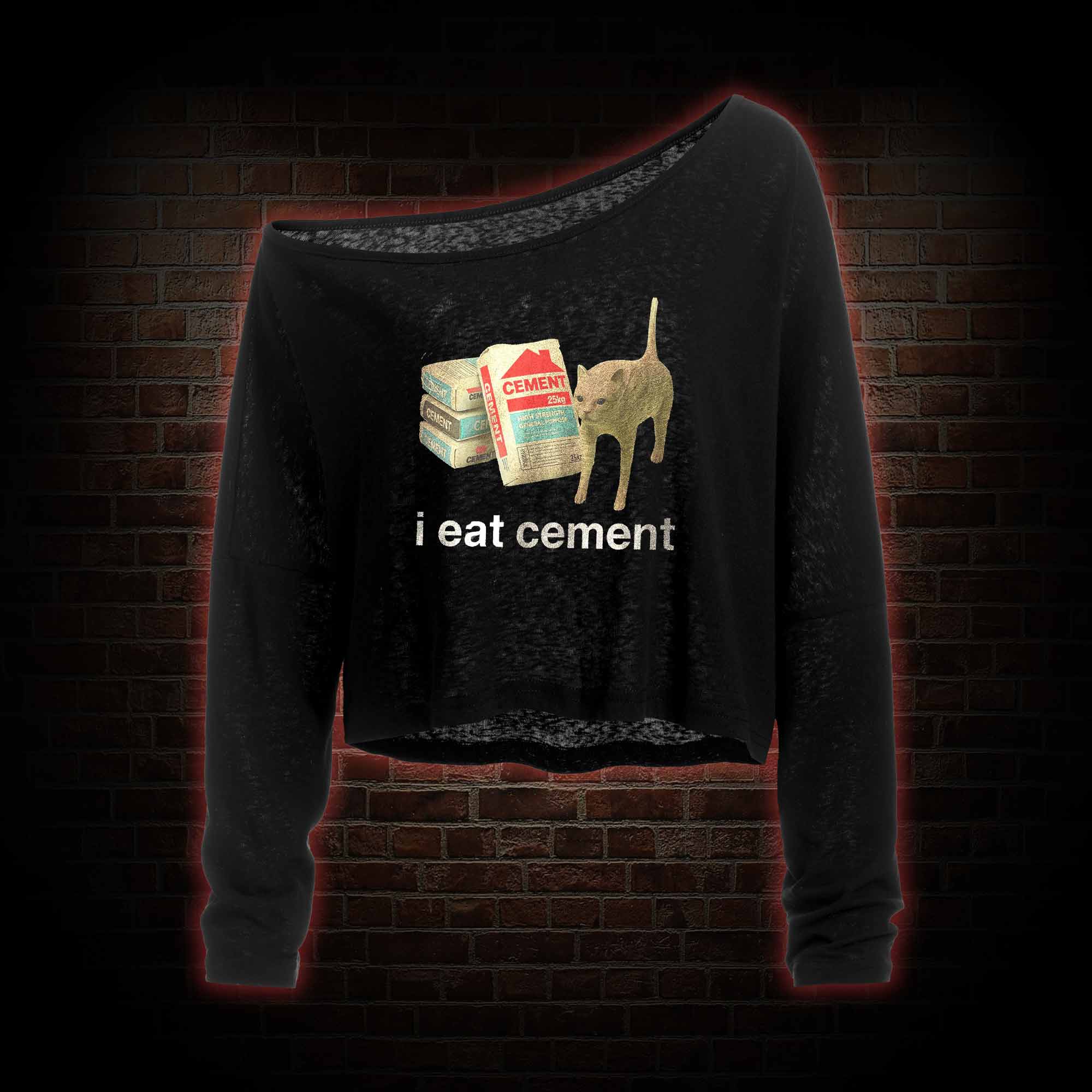 I Eat Cement Off Shoulder Long Sleeve Top