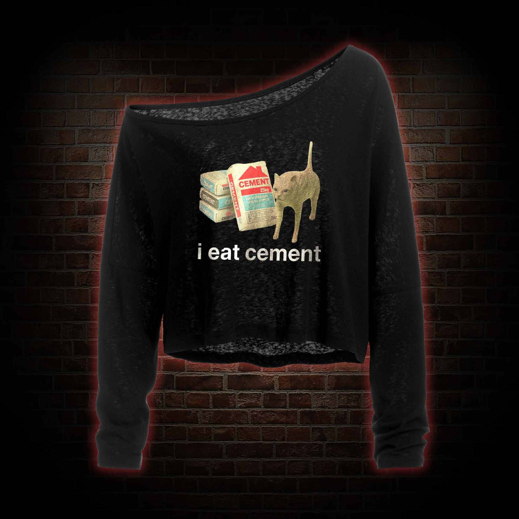 I Eat Cement Off Shoulder Long Sleeve Top