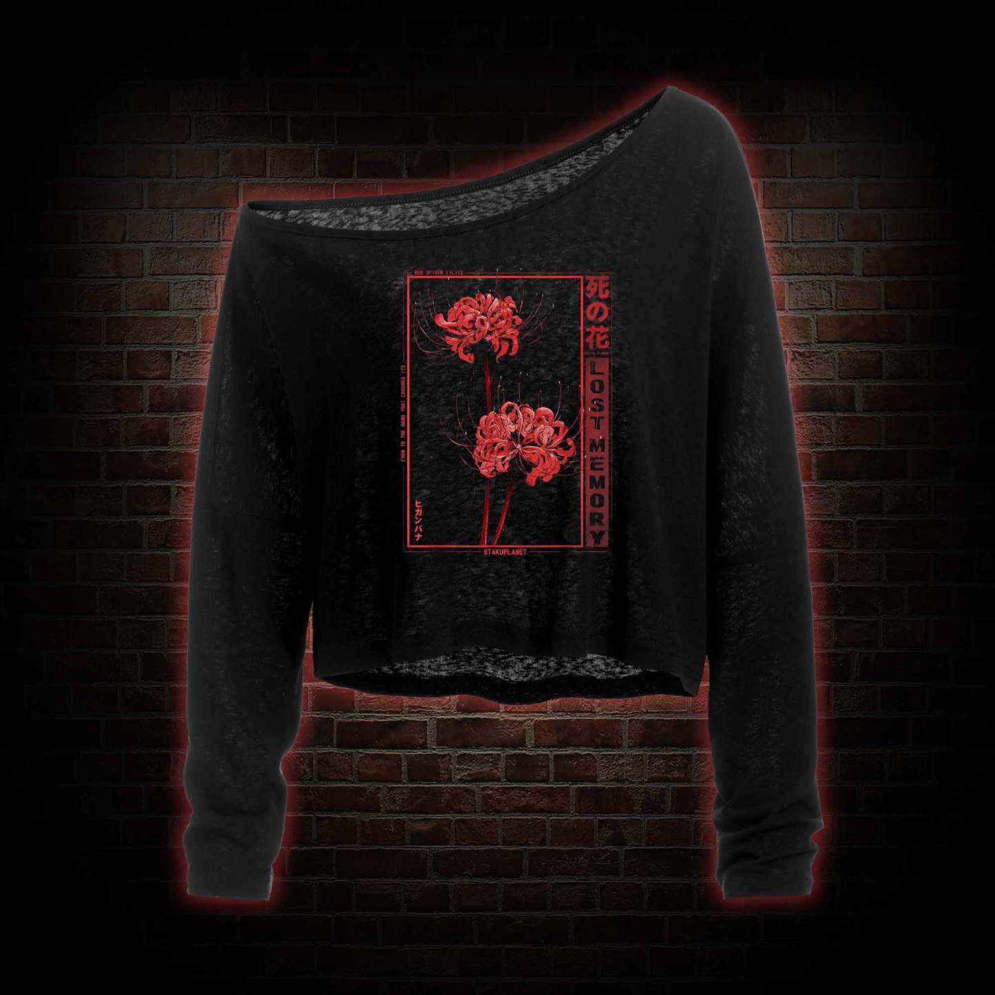Red Spider Lily Off Shoulder Long Sleeve Top