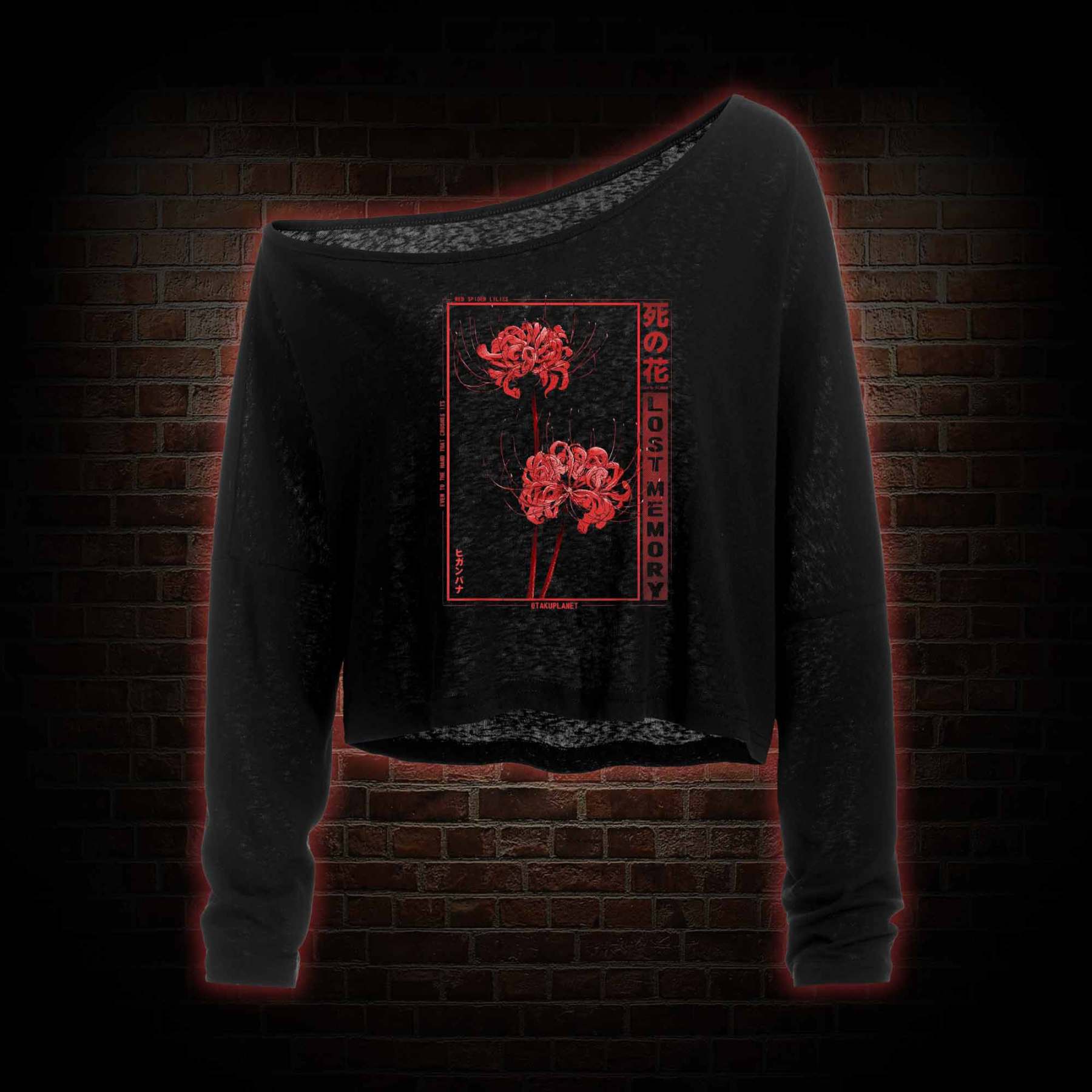 Red Spider Lily Off Shoulder Long Sleeve Top