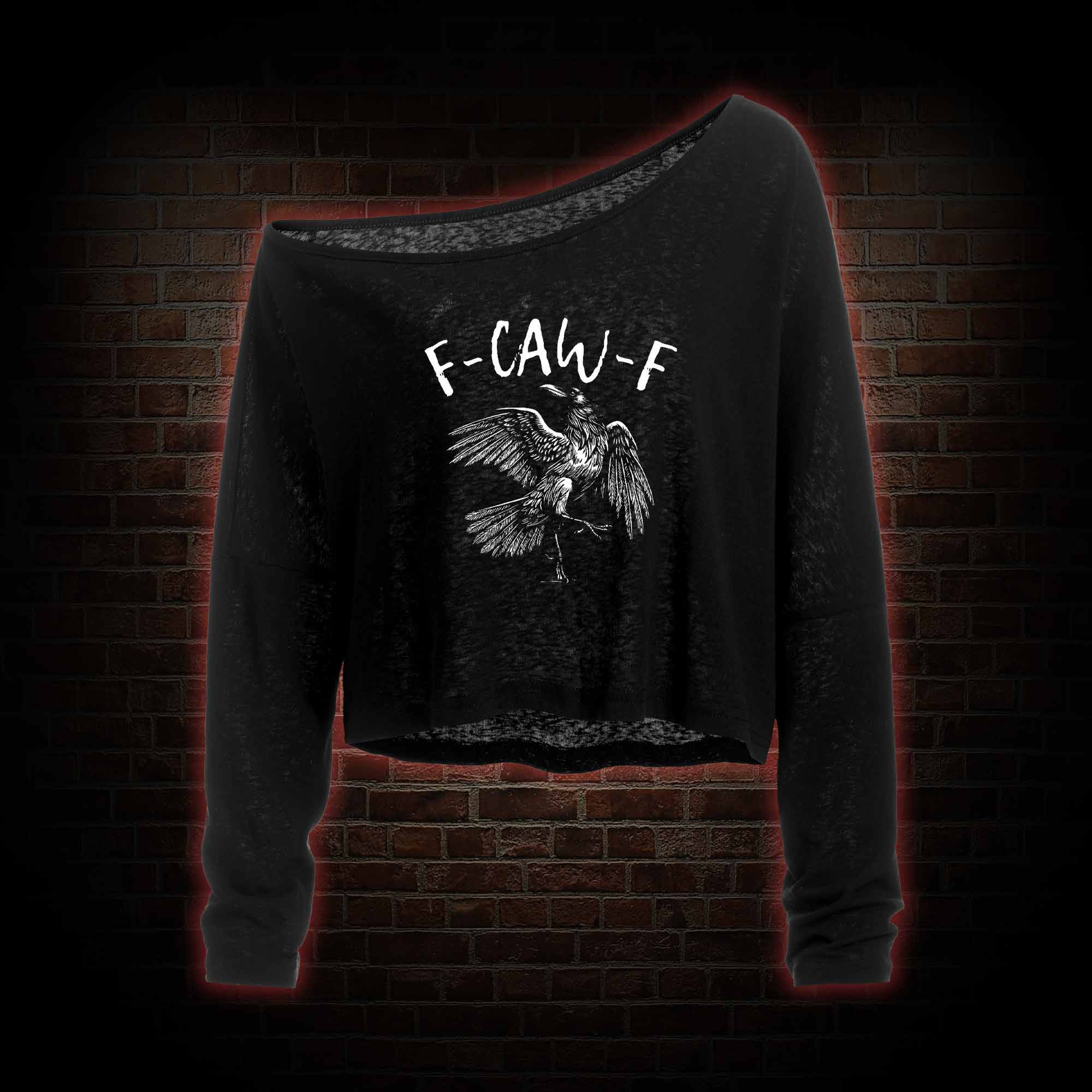 F-caw-f Funny Off Shoulder Long Sleeve Top