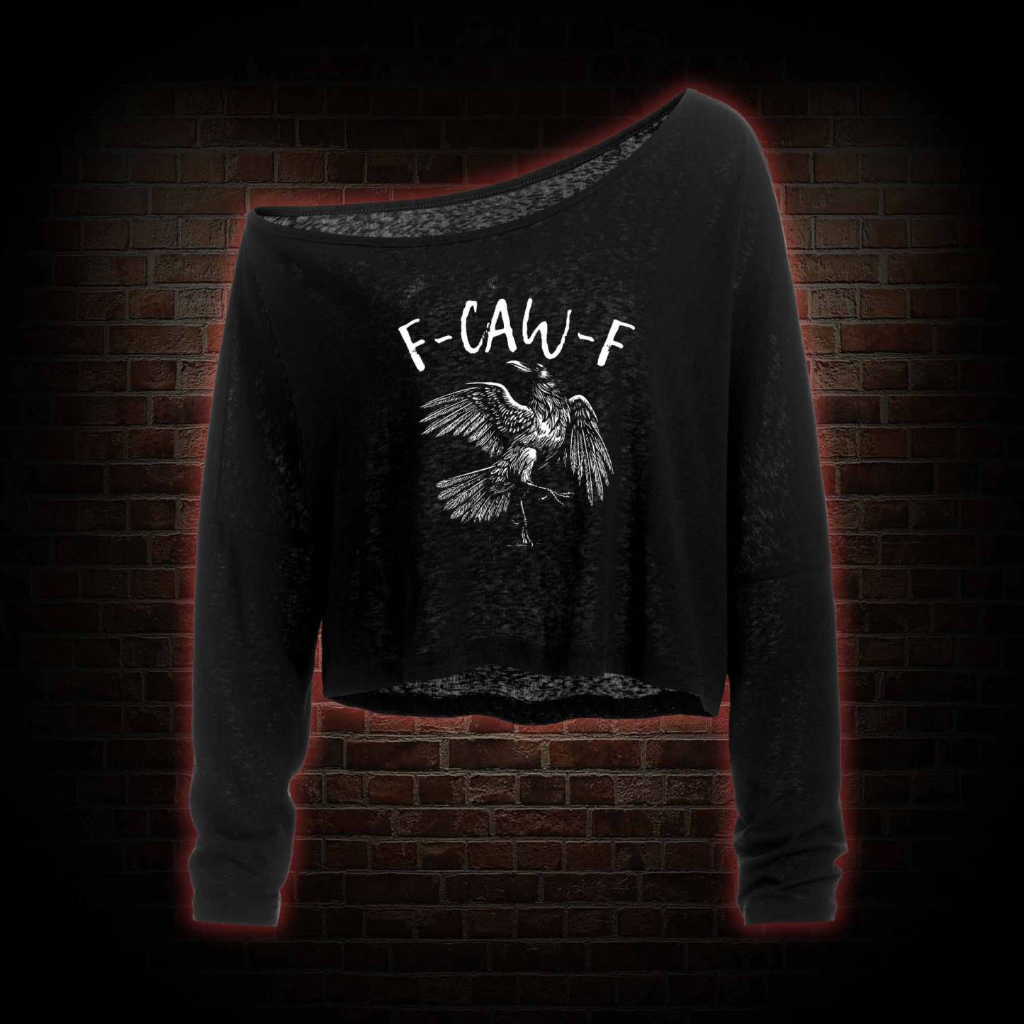 F-caw-f Funny Off Shoulder Long Sleeve Top