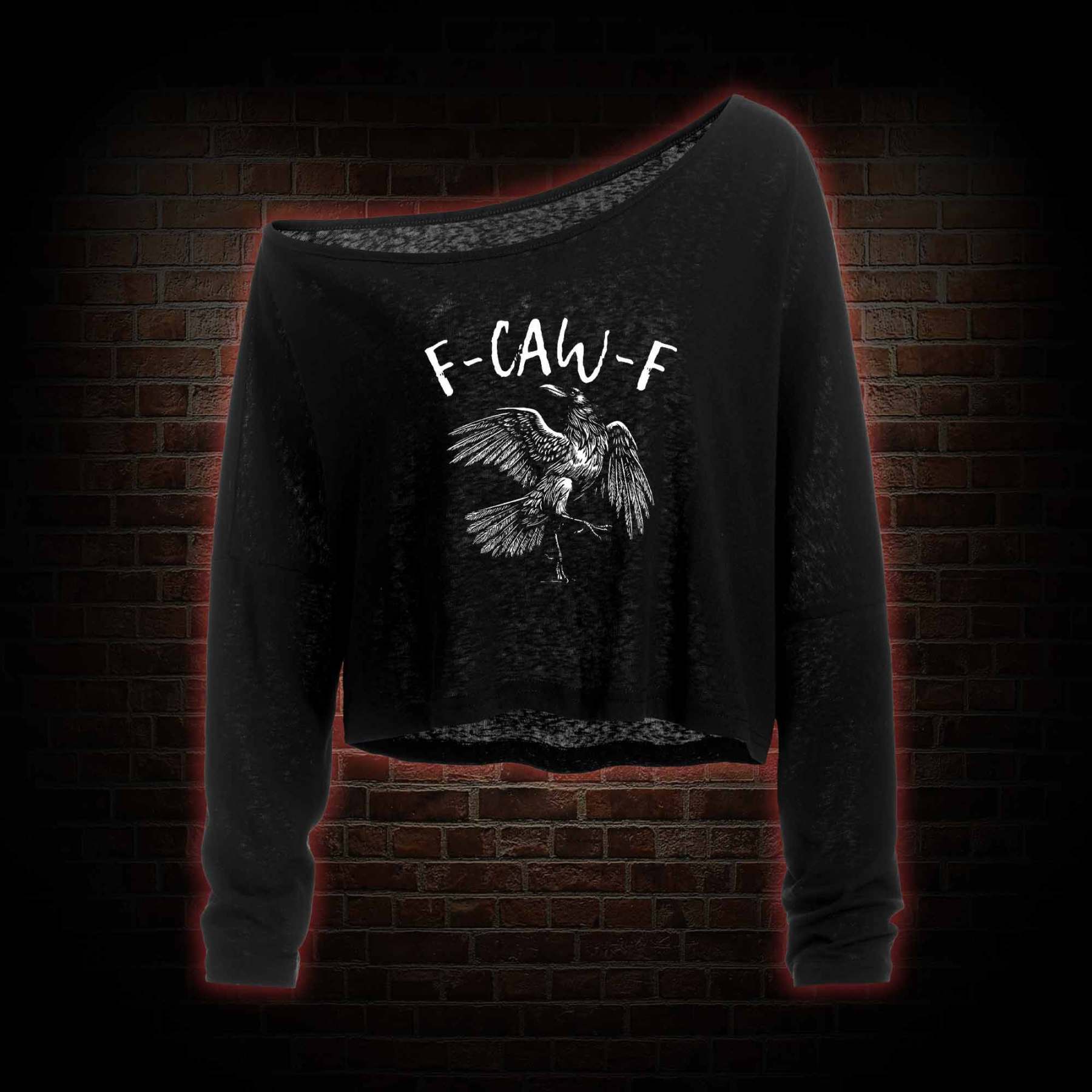 F-caw-f Funny Off Shoulder Long Sleeve Top
