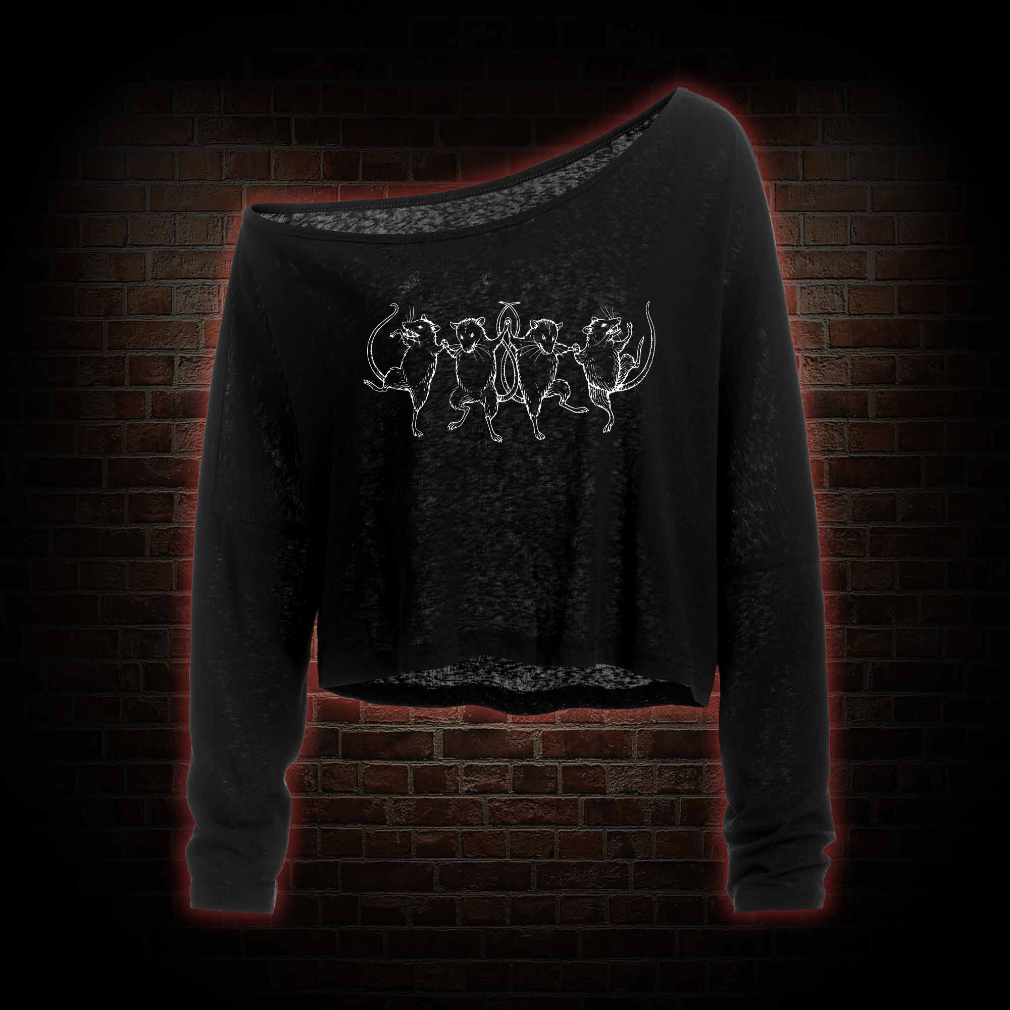 Dancing Rats Off Shoulder Long Sleeve Top