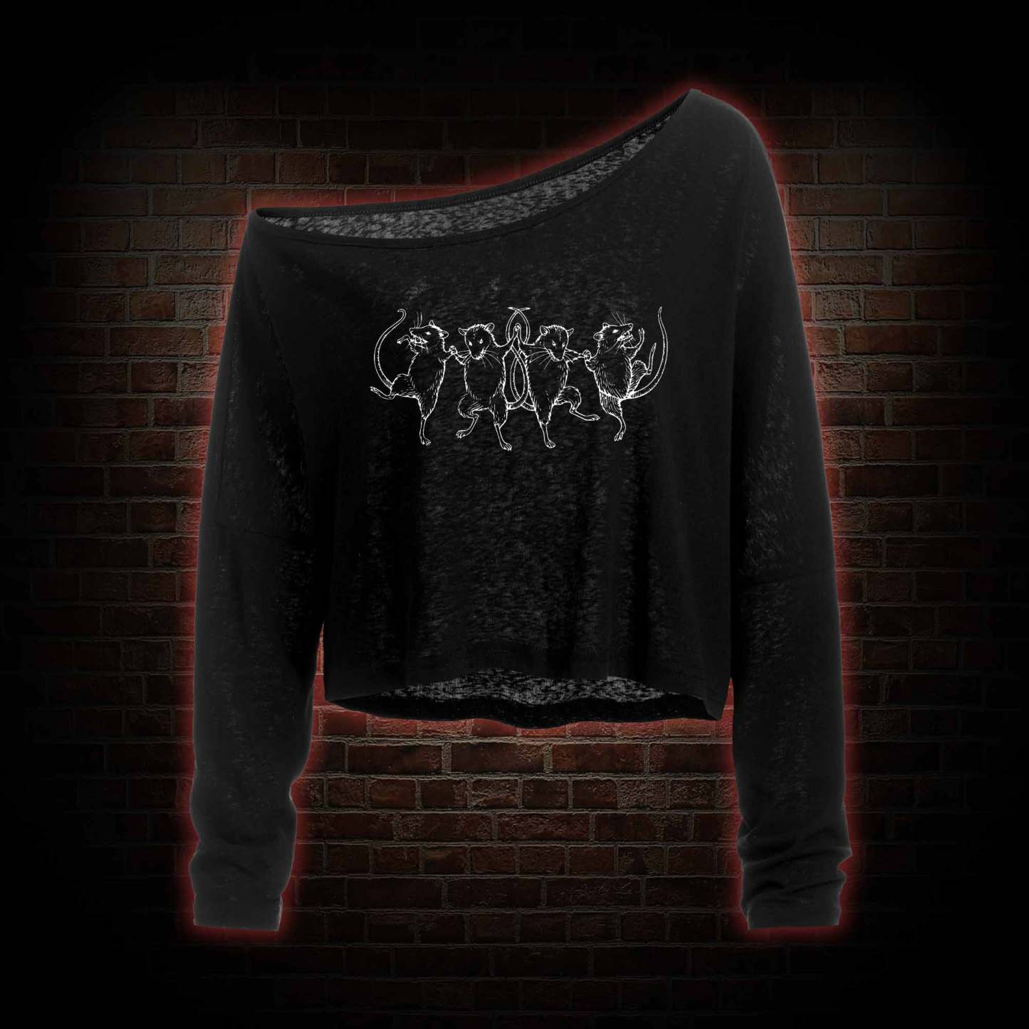 Dancing Rats Off Shoulder Long Sleeve Top